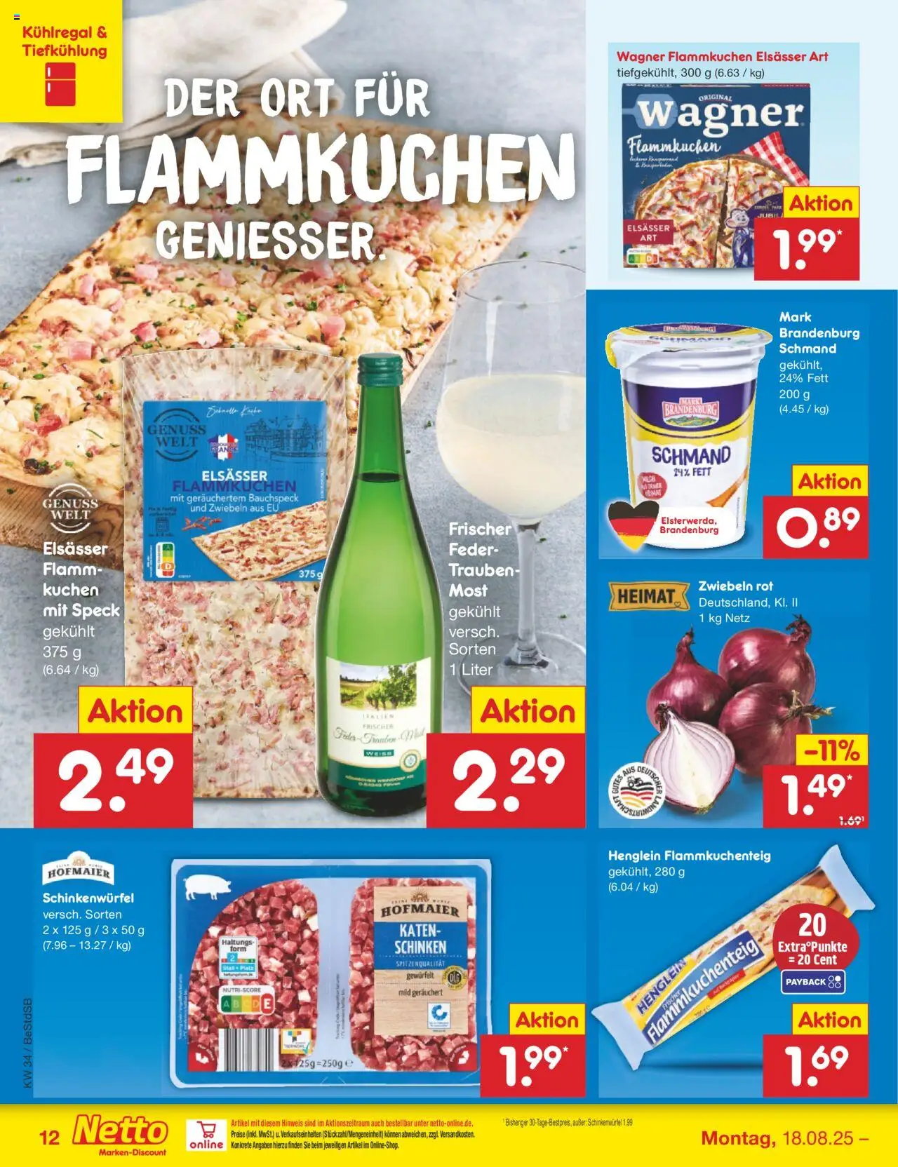 Netto Marken-Discount Prospekt 	 - gültig ab dem 18.08.2025 | Seite: 12 | Produkte: Trauben, Zwiebeln, Schinken, Kuchen