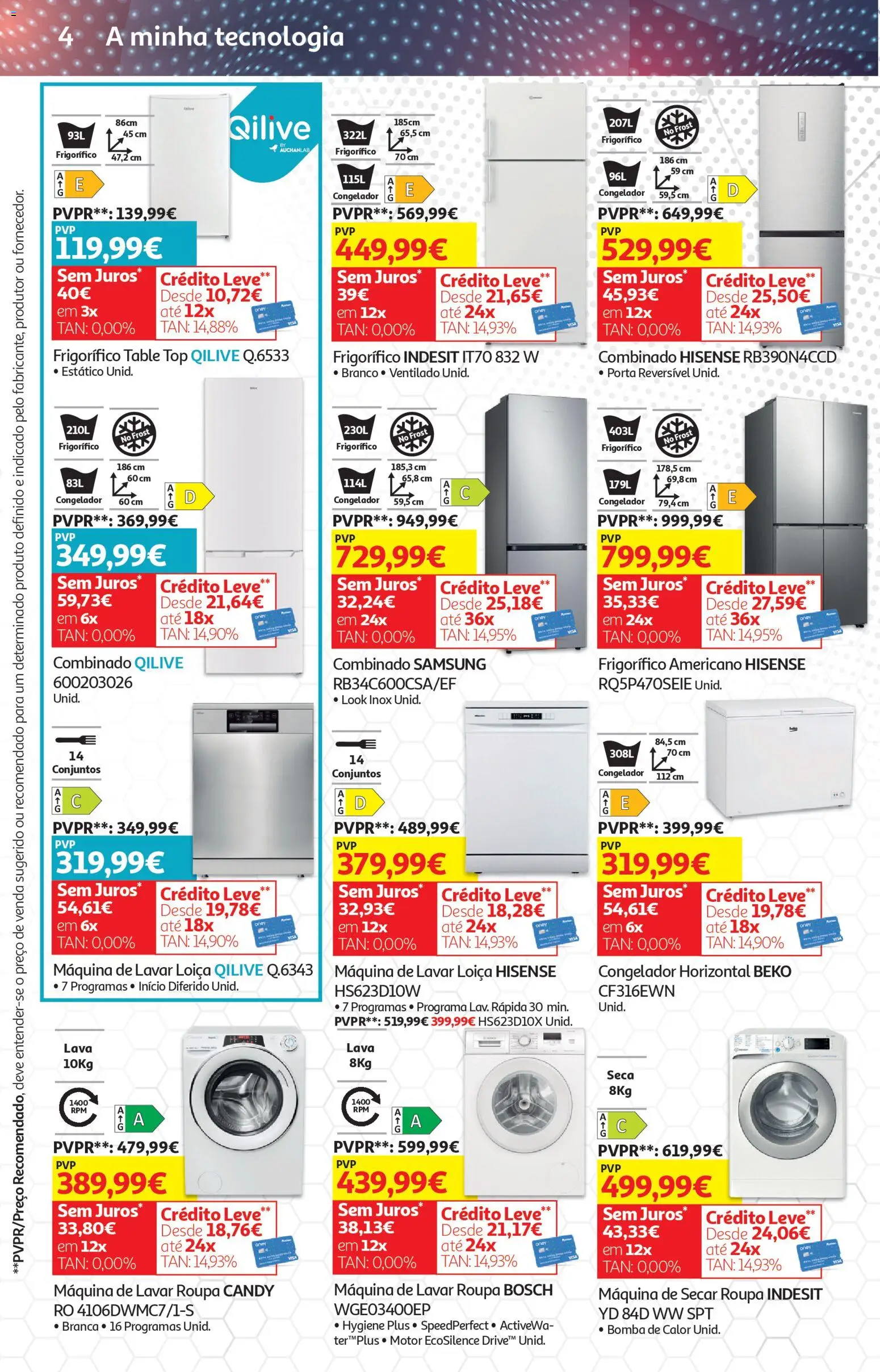 Auchan - Festa das Marcas │ válido de 03.03.2026 | Página: 33 | Produtos: Frigorífico, Congelador, Máquina de lavar, Top