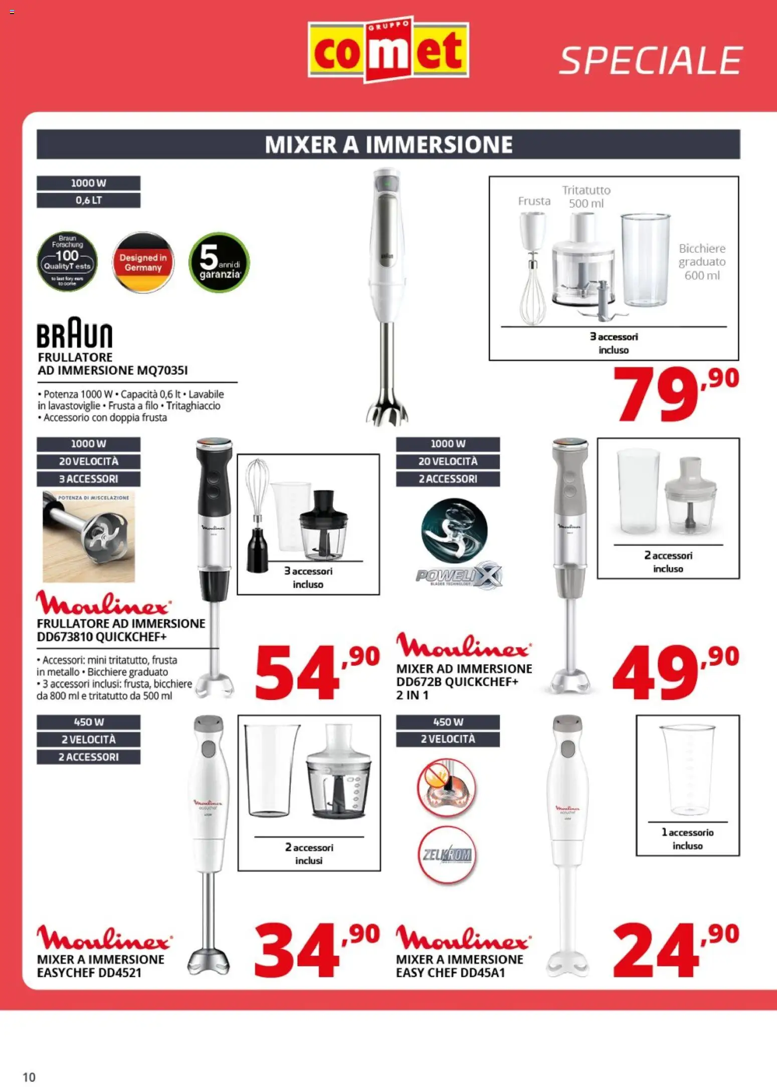 Volantino Comet del 10.04.2026 | Pagina: 10 | Prodotti: Tritatutto, Lavastoviglie, Mixer, Frullatore ad immersione