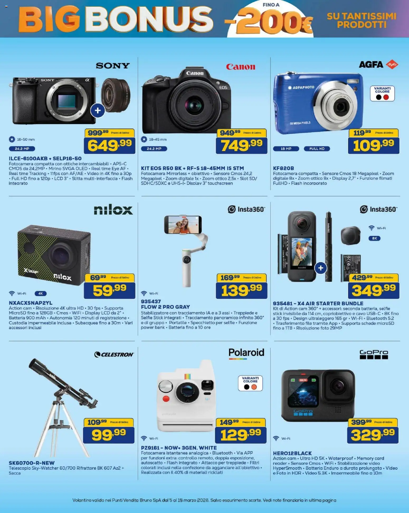 Volantino BRUNO del 05.03.2026 | Pagina: 30 | Prodotti: Action cam, Power bank, Memory card, Batteria