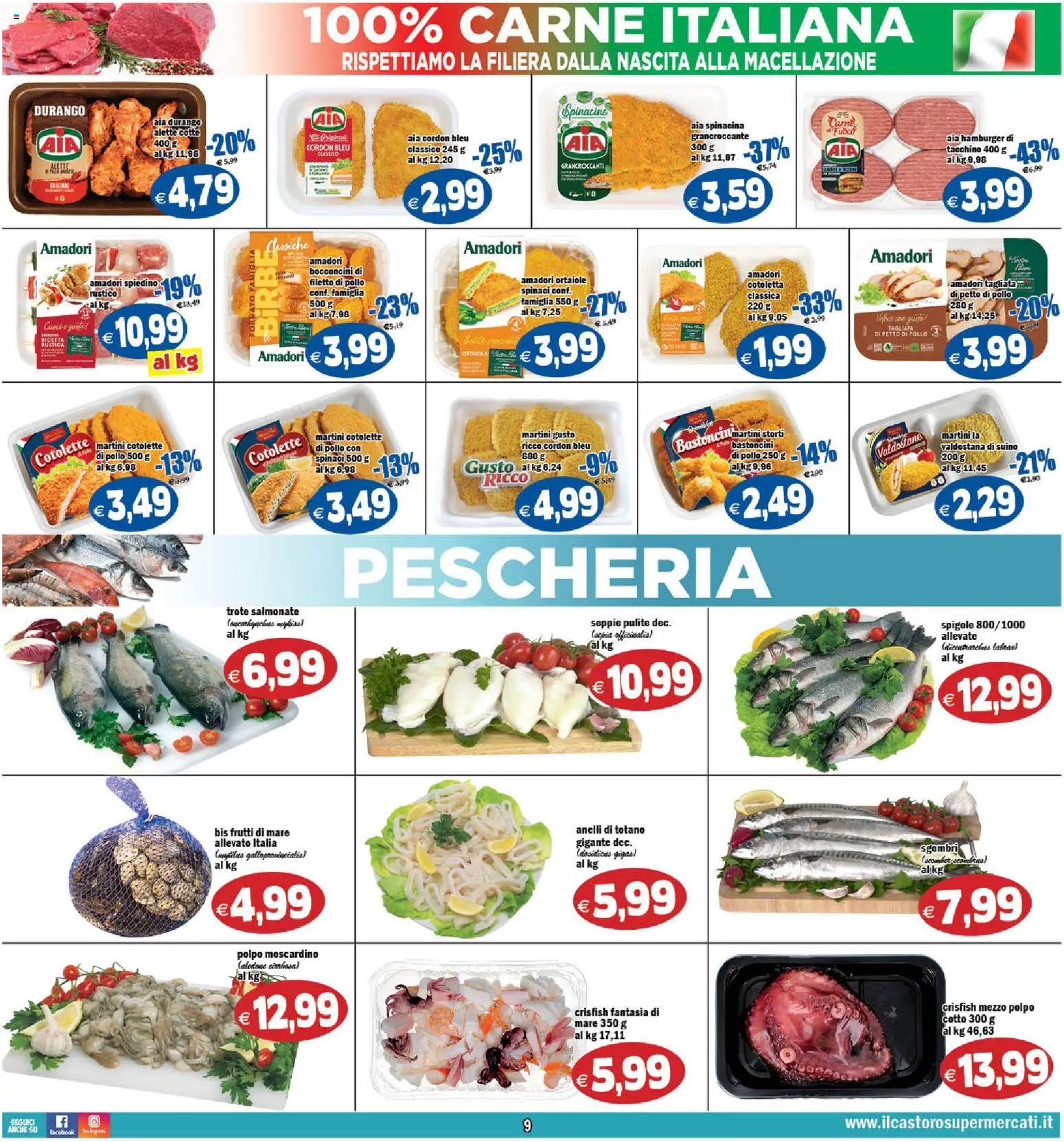 Volantino Il Castoro del 07.04.2026 | Pagina: 9 | Prodotti: Polpo, Spinaci, Totano, Hamburger