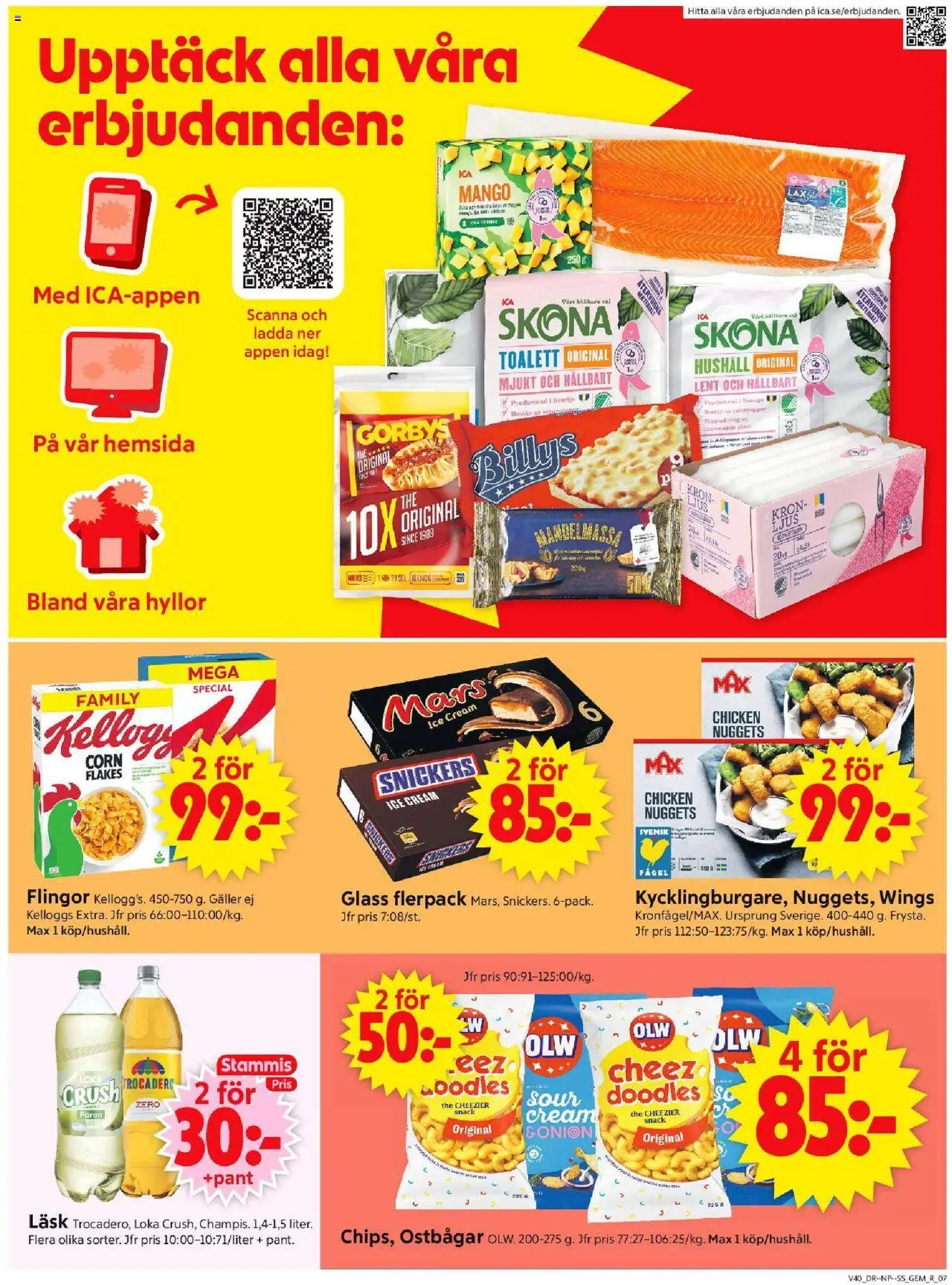 ICA Supermarket reklamblad aktuell från 29.09.2025 | Sida: 9 | Produkter: Toalett, Lax, Glass, Mango