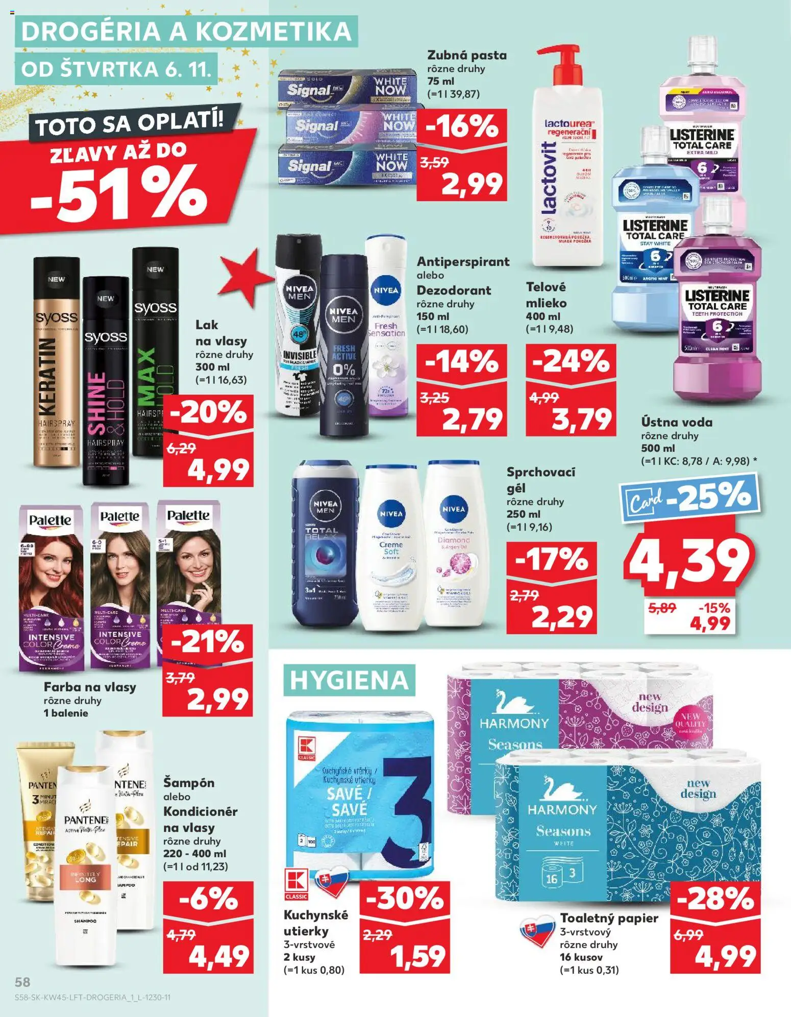Nové Kaufland akcie – leták je platný od 06.11.2025 | Strana: 58 | Produkty: Kondicionér, Ústna voda, Voda, Lactovit
