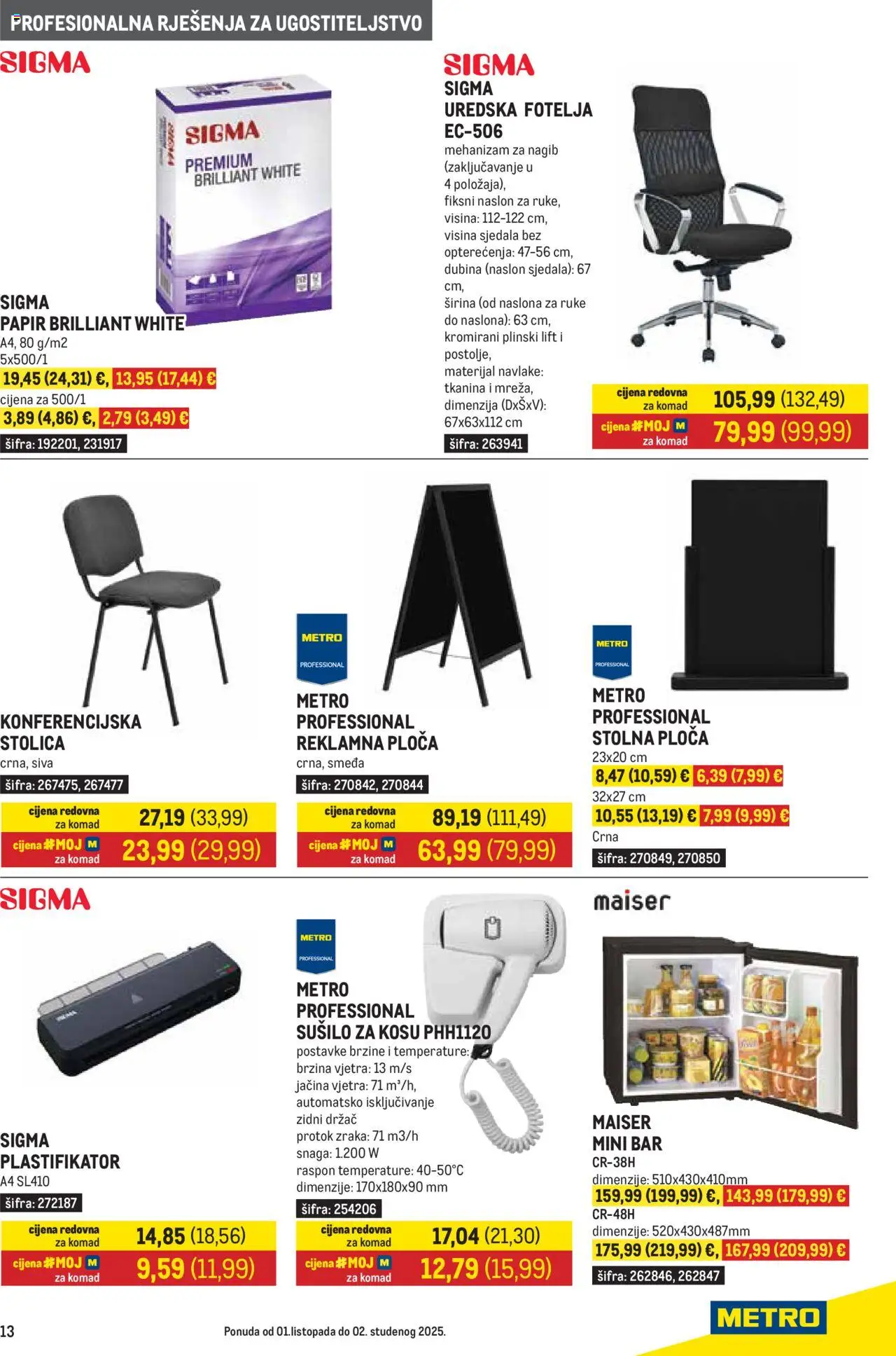 Metro katalog | vrijedi od 01.10.2025 | Stranica: 13 | Proizvodi: Sušilo za kosu, Fotelja, Stolica