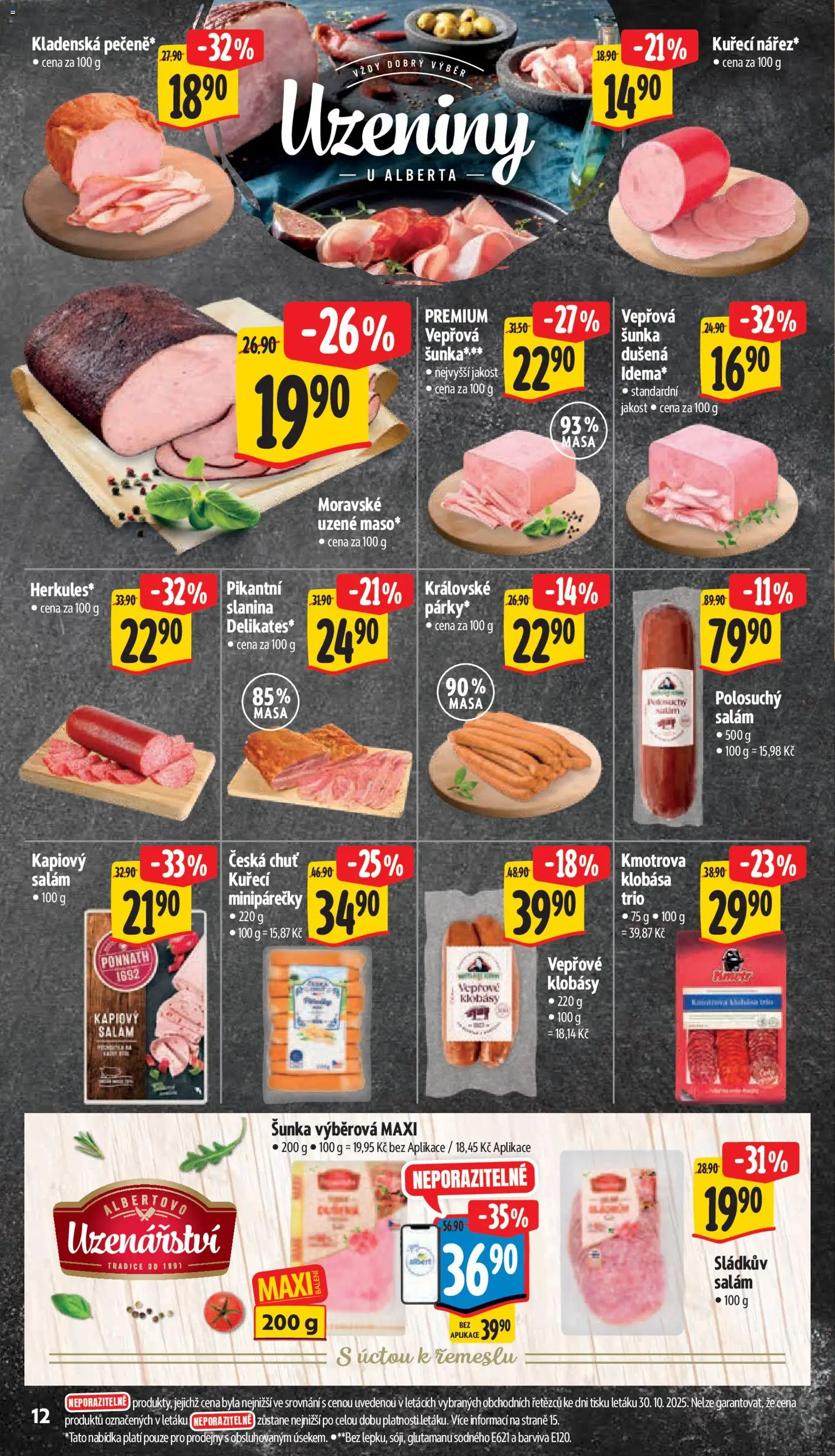 Albert leták - Supermarket od 05.11.2025 | Strana: 22 | Produkty: Salám, Klobása, Uzeniny, Slanina