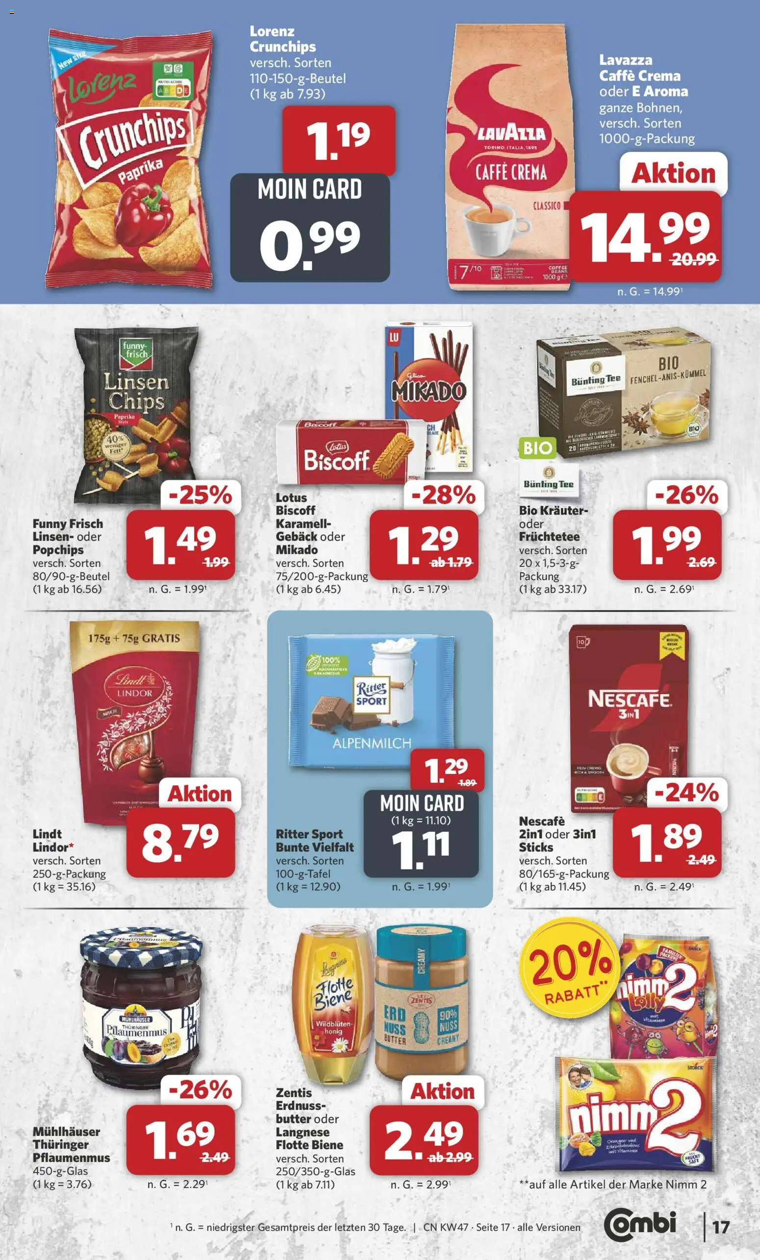 Combi Prospekt 	 – gültig ab 17.11.2025 | Seite: 17 | Produkte: Langnese, Nescafe, Milch, Tee