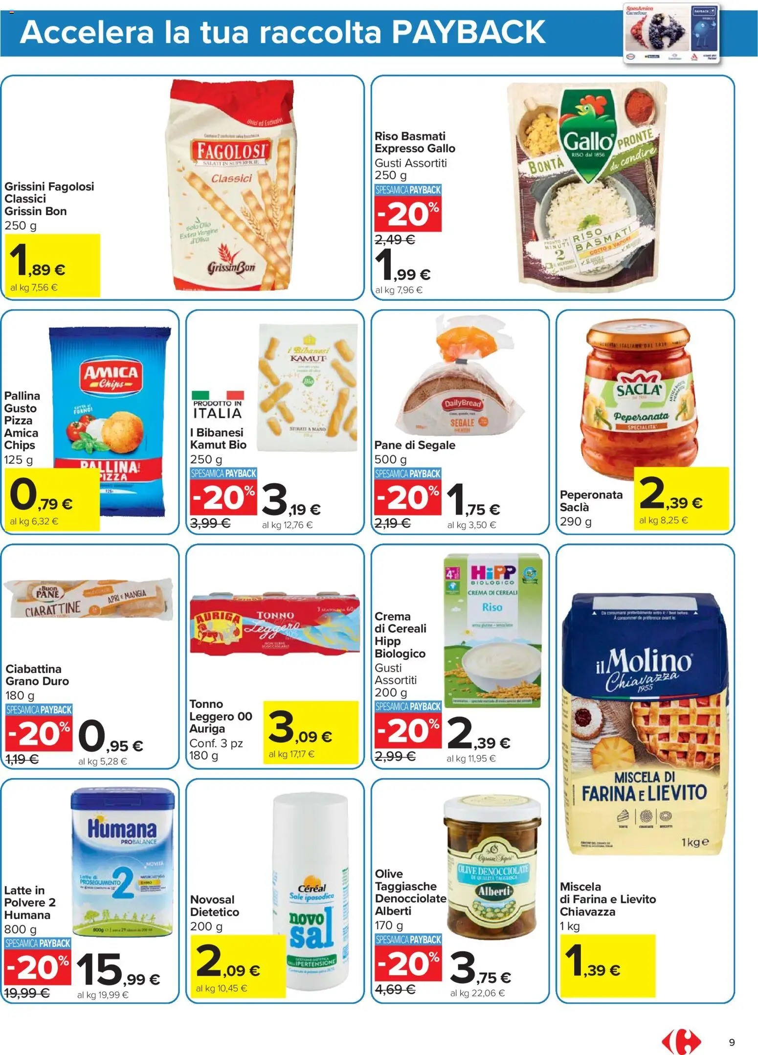 Volantino Carrefour del 24.03.2026 | Pagina: 9 | Prodotti: Crema, Riso, Olio, Grissini
