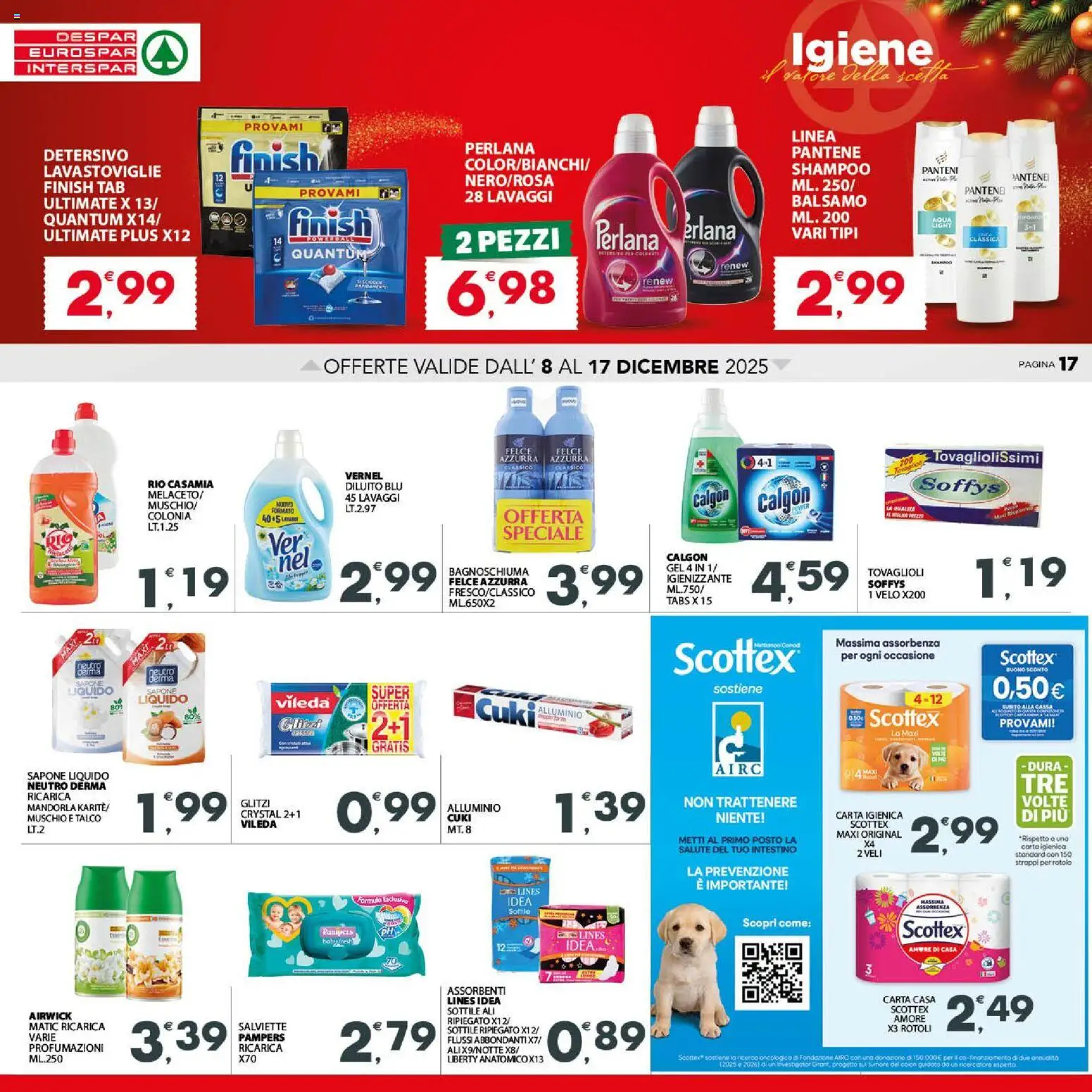Volantino Eurospar del 08.12.2025 | Pagina: 17 | Prodotti: Shampoo, Sapone, Talco, Lavastoviglie