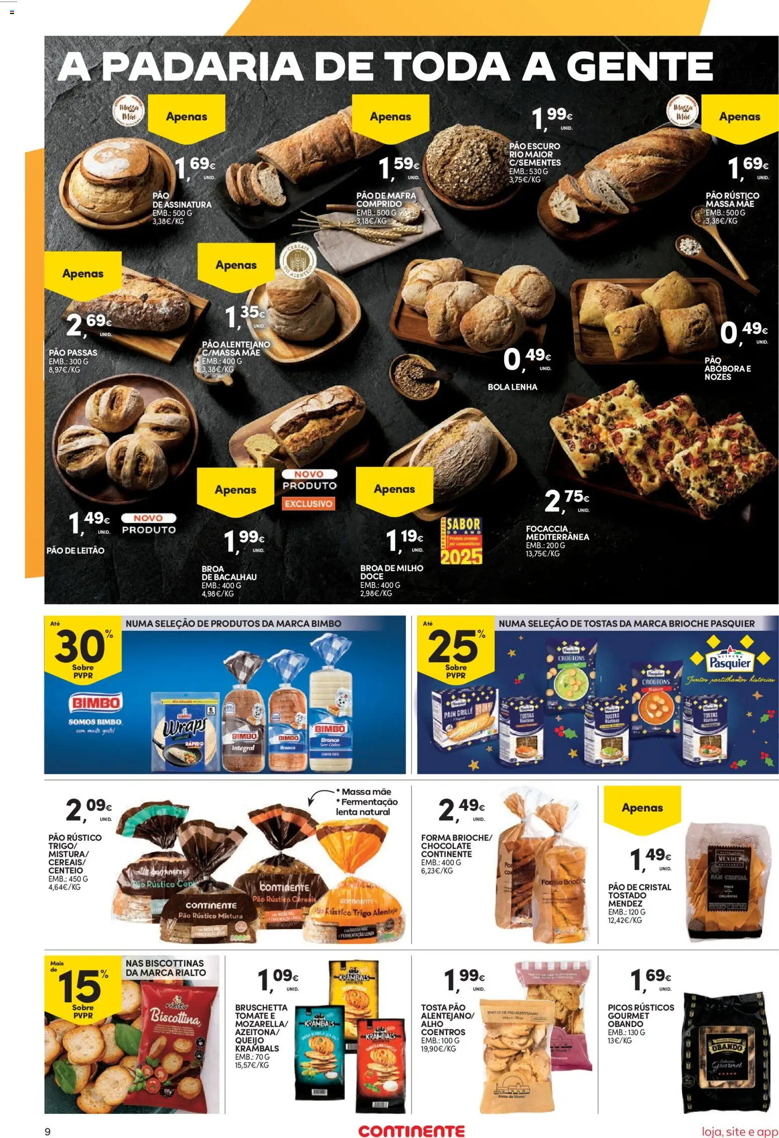 Continente Semanal Continente Bom Dia │ válido de 26.12.2025 | Página: 9 | Produtos: Padaria, Queijo, Tomate, Milho