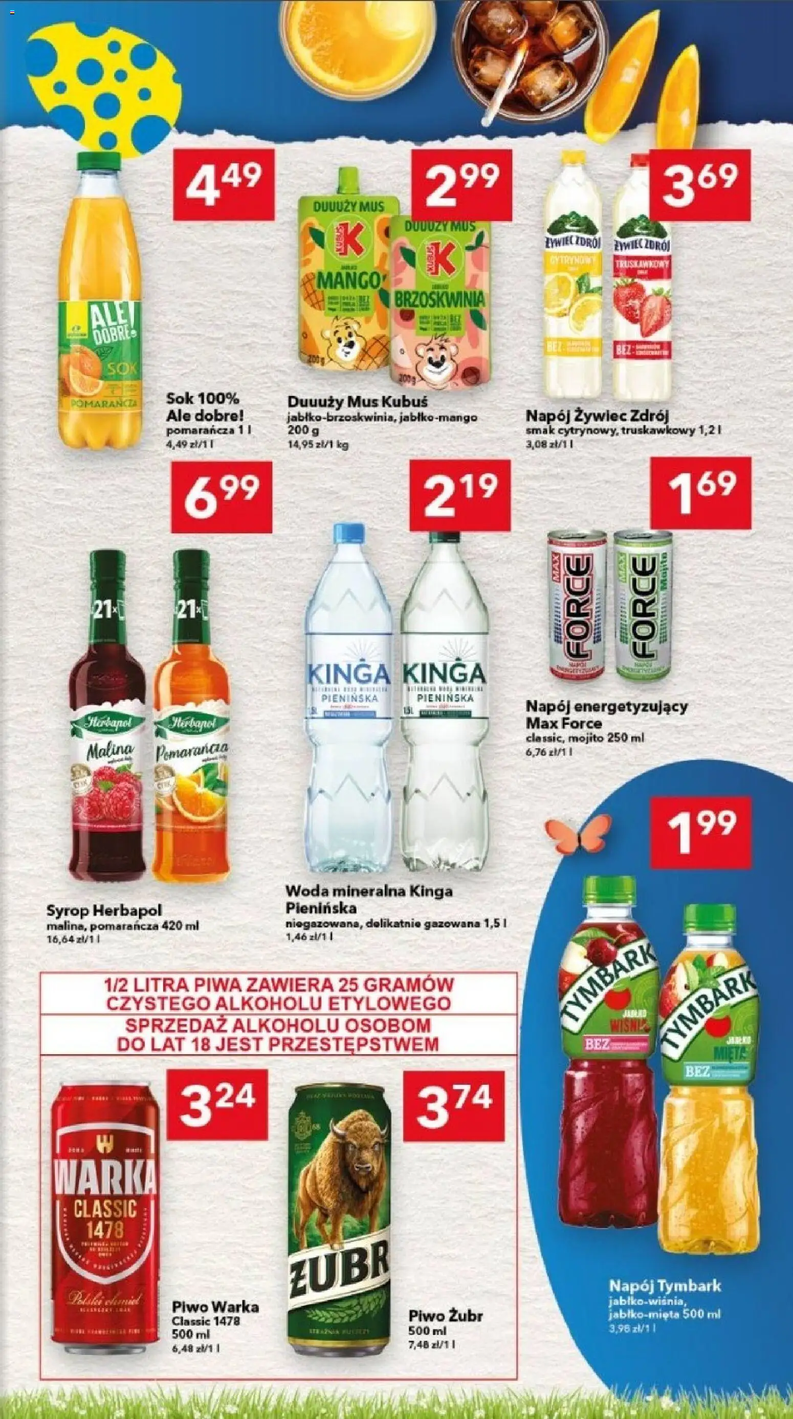 Lewiatan gazetka - Legnica od 12.03.2026 | Strona: 13 | Produkty: Piwo żubr, Piwo Warka, Sok, Woda