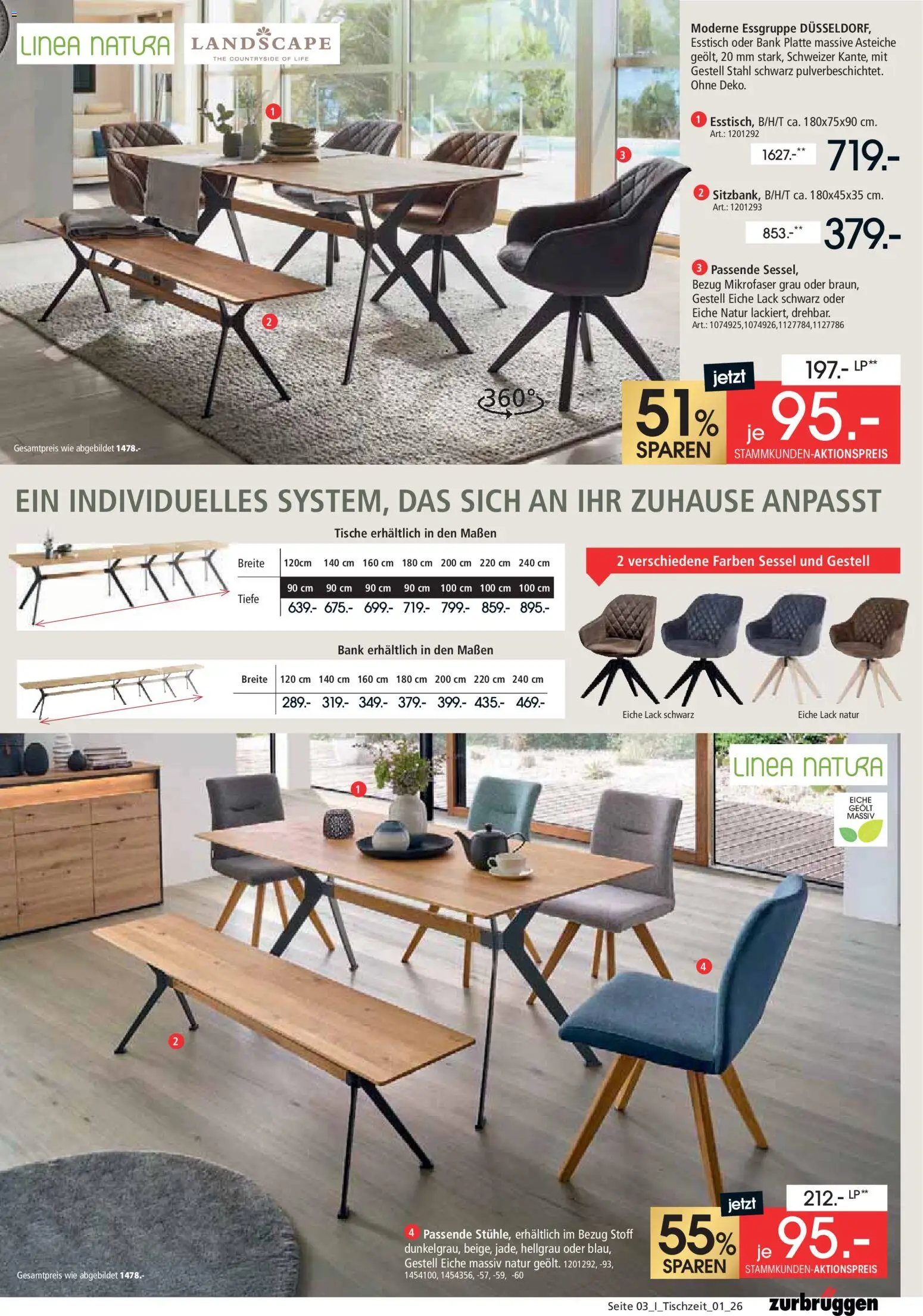 Zurbrüggen Tischzeit – gültig ab 02.03.2026 | Seite: 3 | Produkte: Esstisch, Essgruppe, Sessel