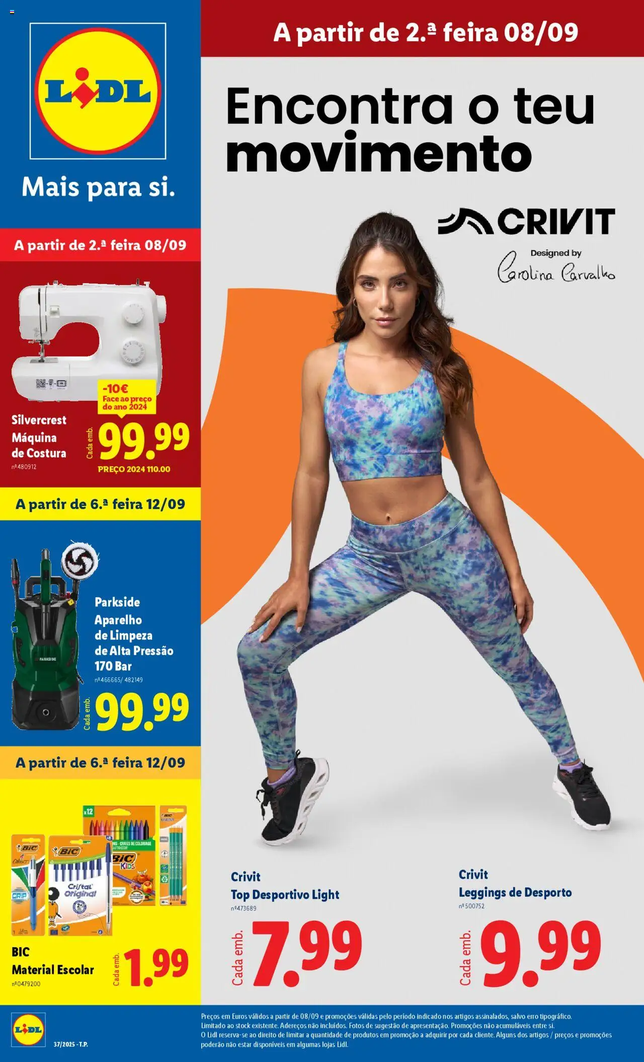 Lidl Novidades │ válido de 08.09.2025 | Página: 1 | Produtos: Top, Máquina de costura, Leggings