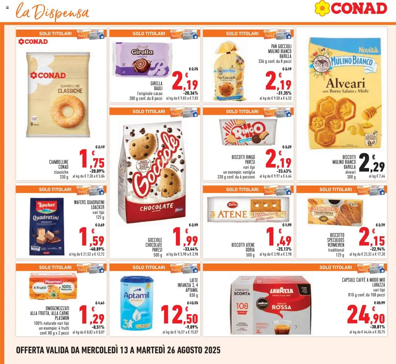 Volantino Conad del 13.08.2025 | Pagina: 14 | Prodotti: Burro, Cacao, Lavazza, Miele