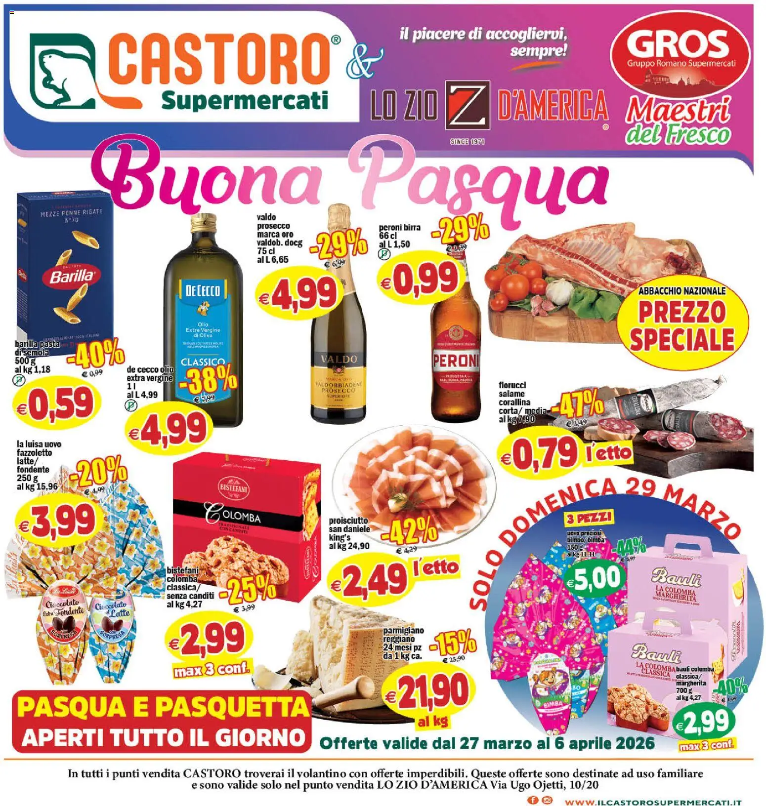 Volantino Il Castoro del 27.03.2026 | Pagina: 1 | Prodotti: Salame, Prosecco, Pasta, Parmigiano