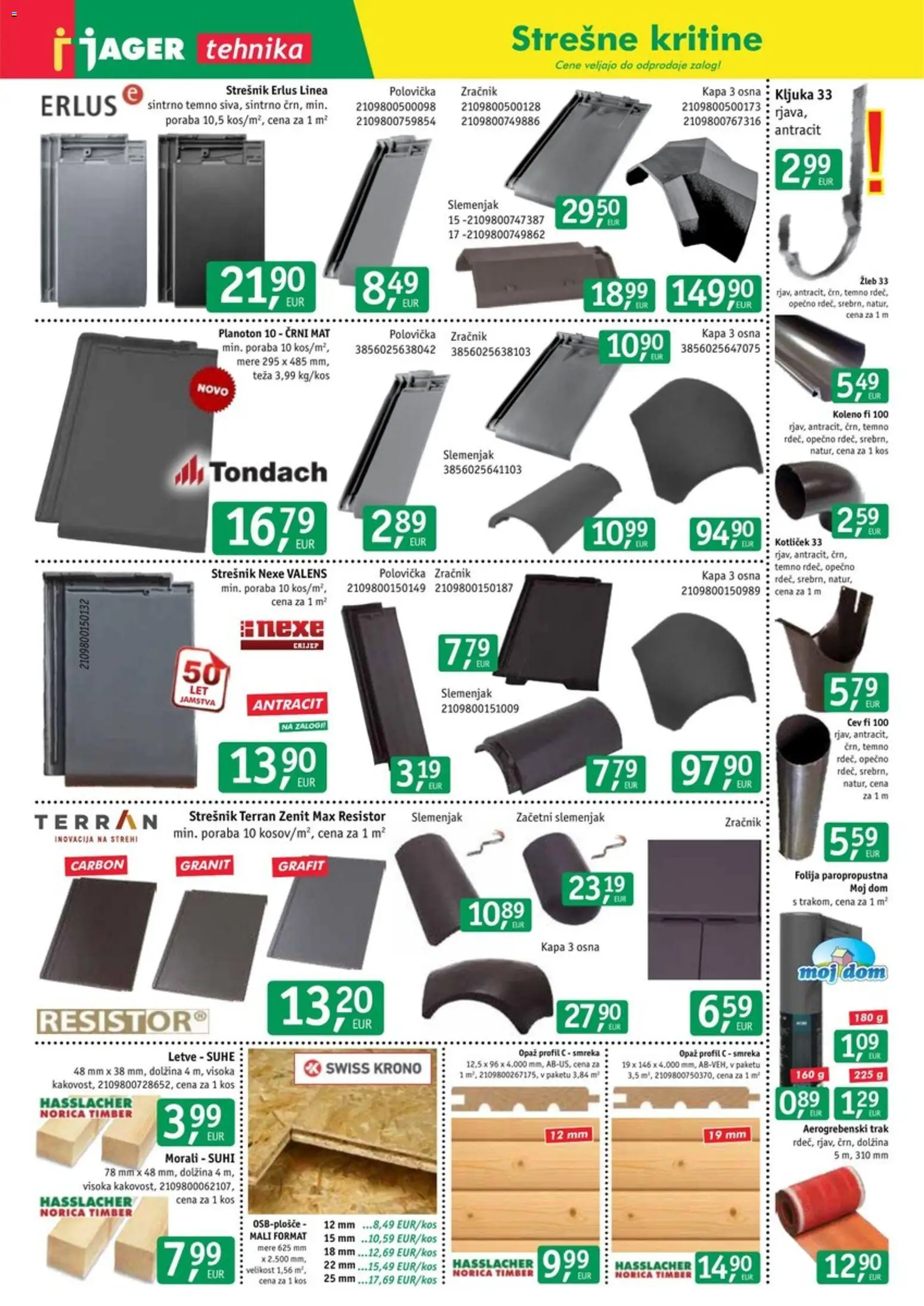 Novi Jager katalog ponudbe – veljaven od 01.04.2026 | Stran: 7 | Izdelki: Teza, Kos, Folija, Kapa