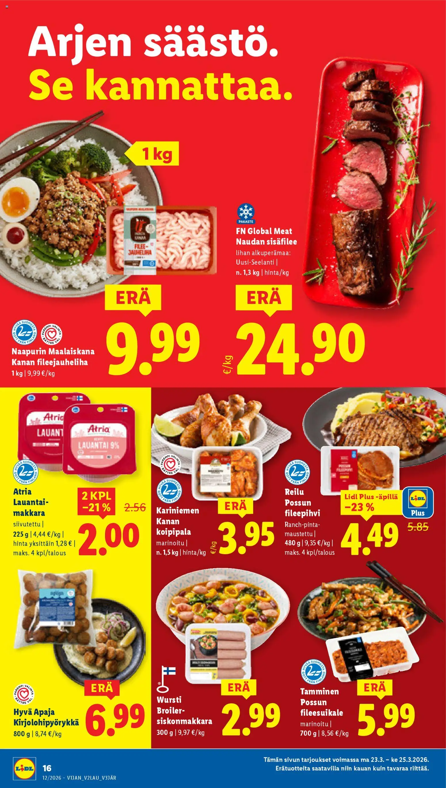 Lidl tarjoukset – voimassa 19.03.2026 alkaen | Sivu: 22 | Tuotteet: Makkara