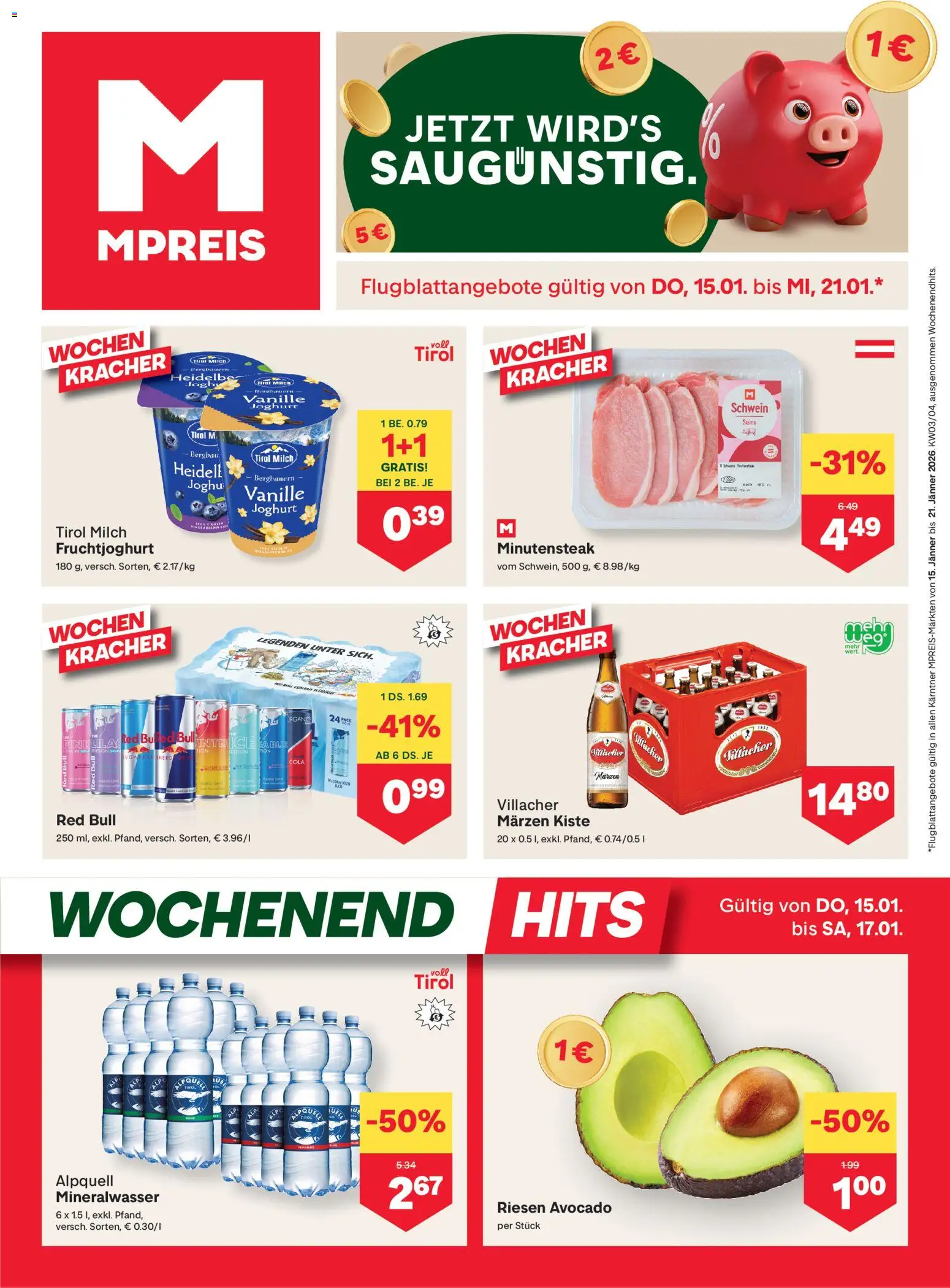 MPREIS Kärnten gültig ab 15.01.2026 | Seite: 1 | Produkte: Avocado, Milch, Joghurt