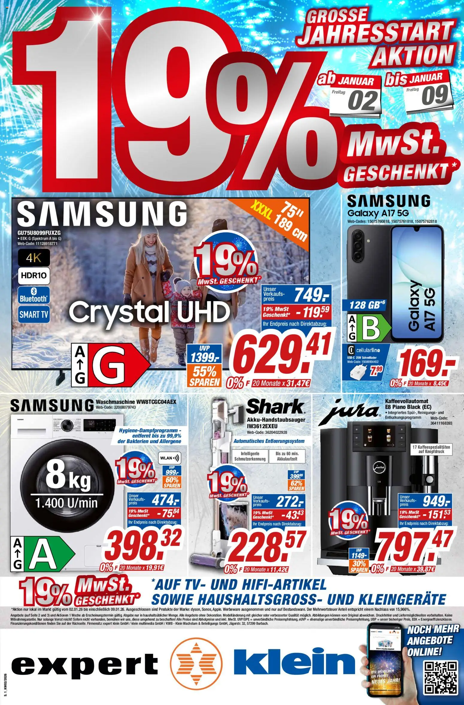 Expert Prospekt 	 – gültig ab 02.01.2026 | Seite: 1 | Produkte: Jura, Waschmaschine, Samsung, TV