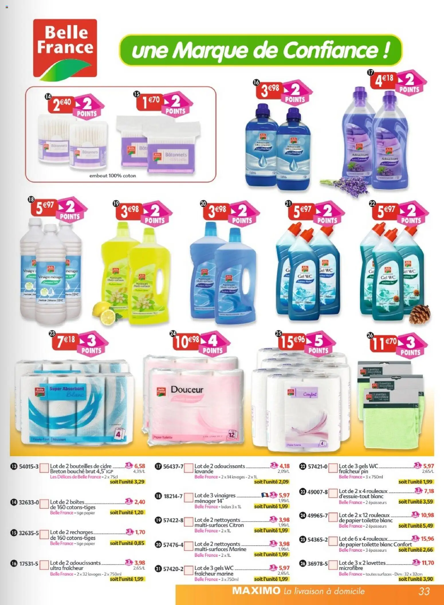 {H1} | Page: 33 | Produits: Papier toilette, Coton, Cidre, Vinaigre