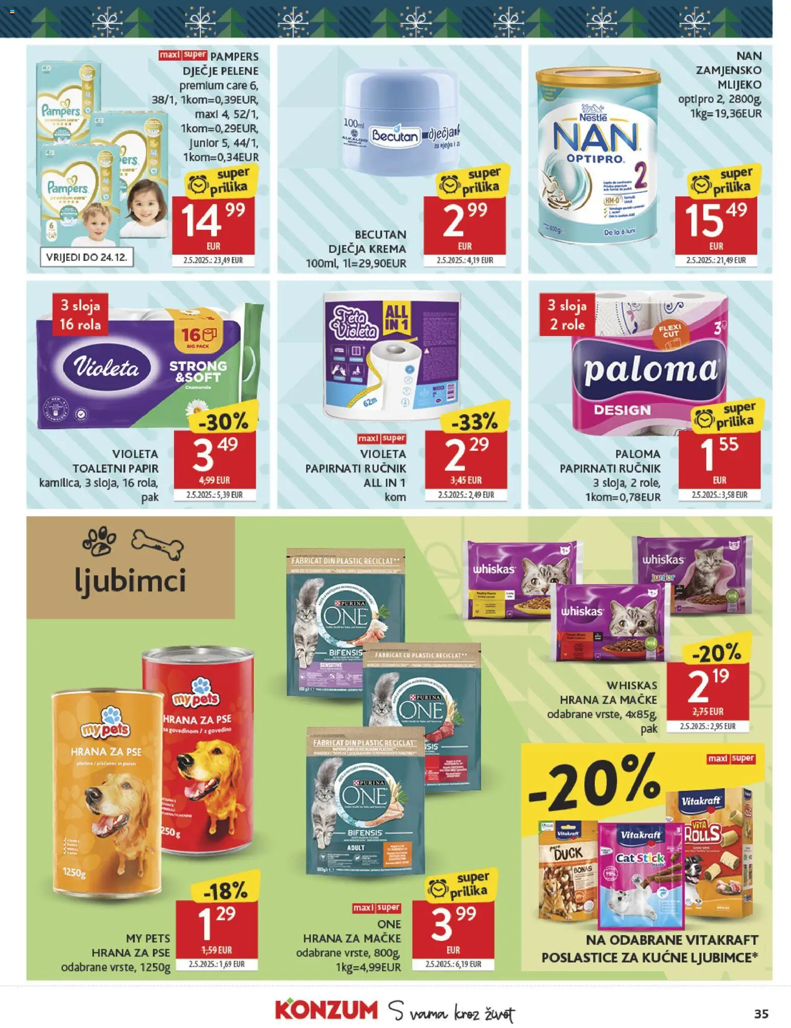 Konzum katalog | vrijedi od 10.12.2025 | Stranica: 35 | Proizvodi: Pelene, Krema, Toaletni papir, Pampers