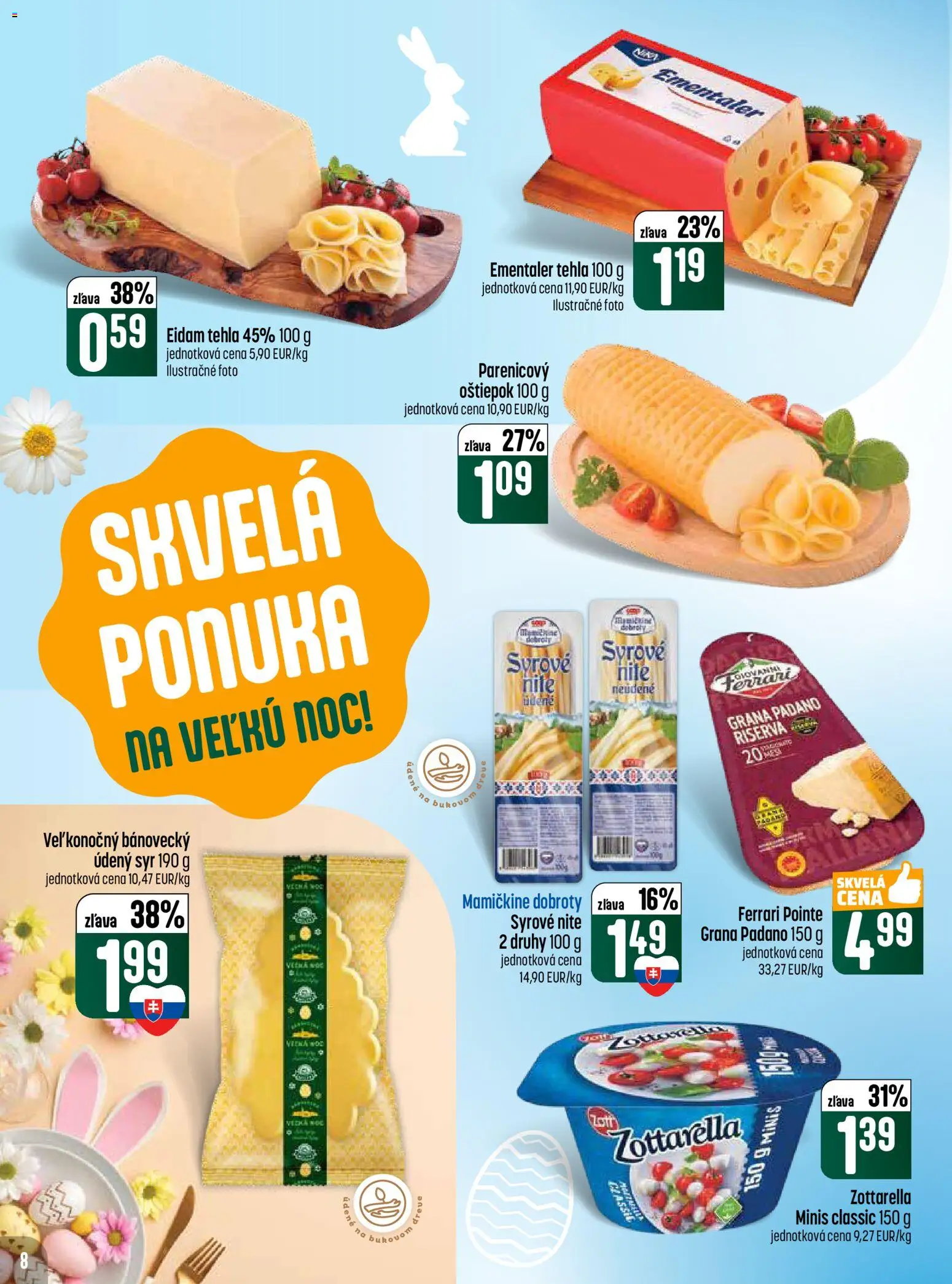 Nové COOP Jednota akcie – leták je platný od 26.03.2026 | Strana: 8 | Produkty: Syr, Eidam