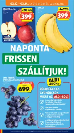MAG NÉLKÜLI PIROS VAGY KÉK SZŐLŐ, 500 g/csomag - amely érvényes a következő dátumtól: 12.03.2026 | Oldal: 24
