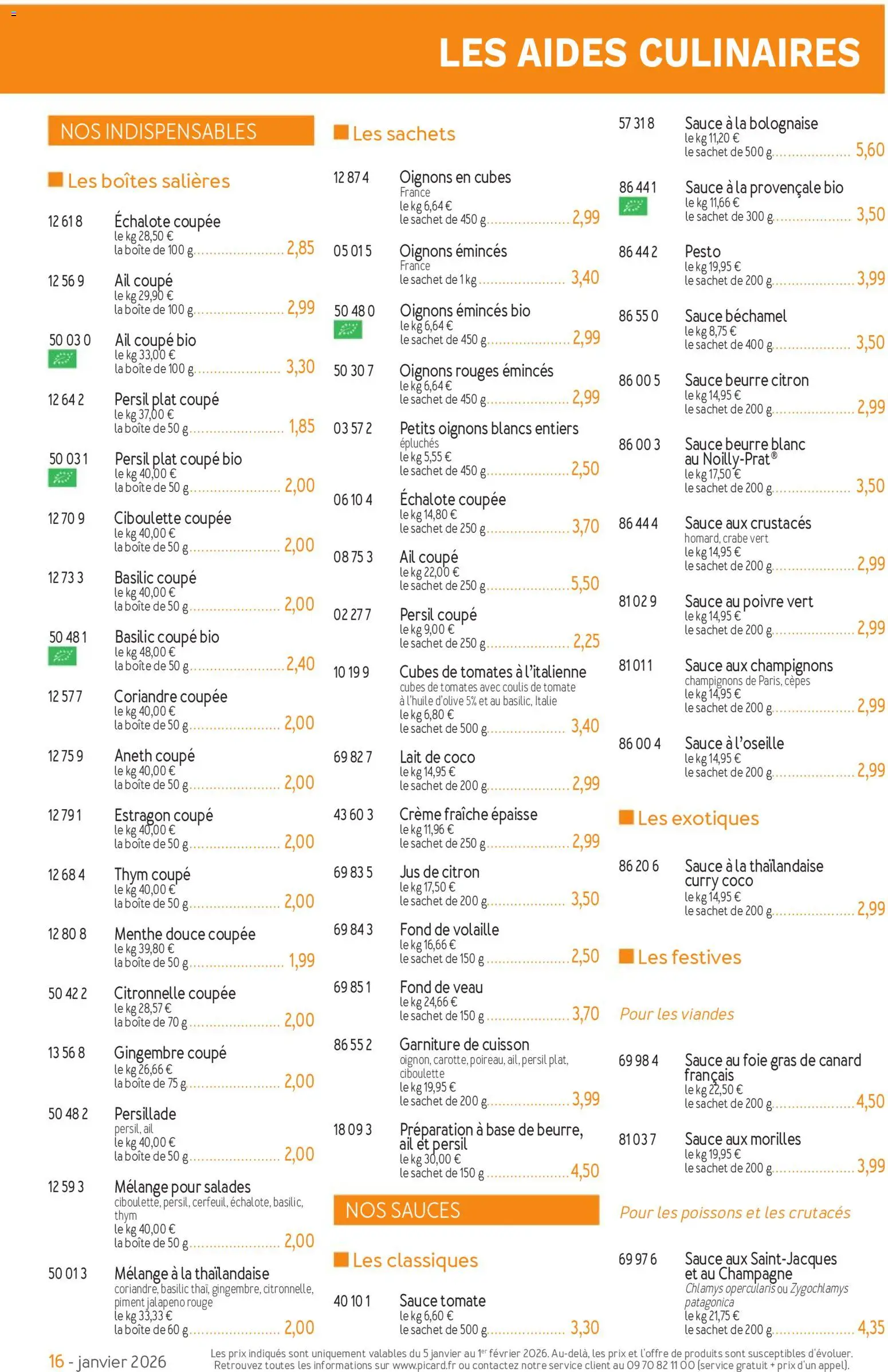 {H1} | Page: 16 | Produits: Foie Gras de Canard, Jus, Crabe, Crème