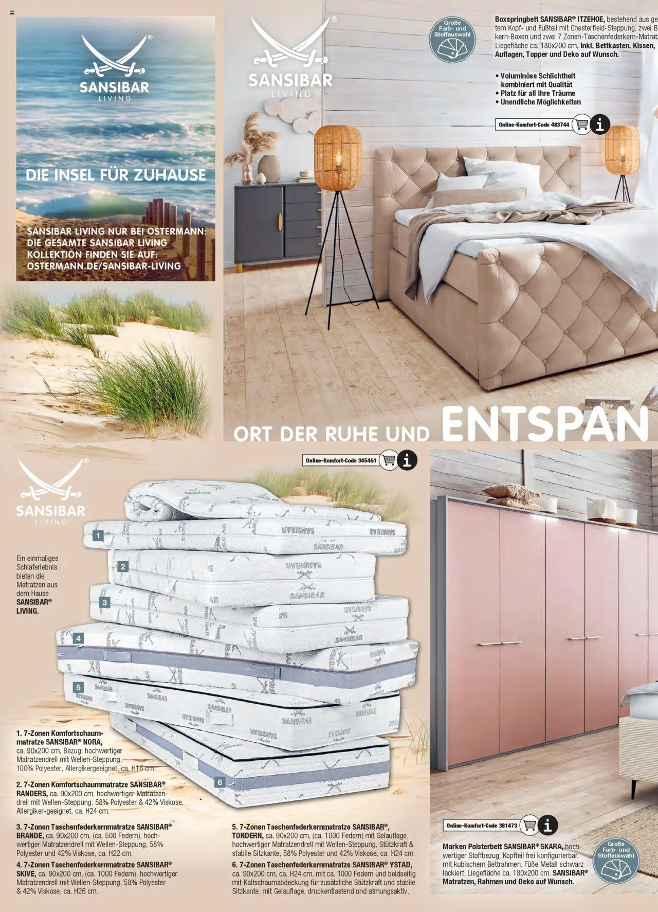 Ostermann Sansibar Living  – gültig ab 01.01.2025 | Seite: 22 | Produkte: Matratze, Boxspringbett, Polsterbett, Topper