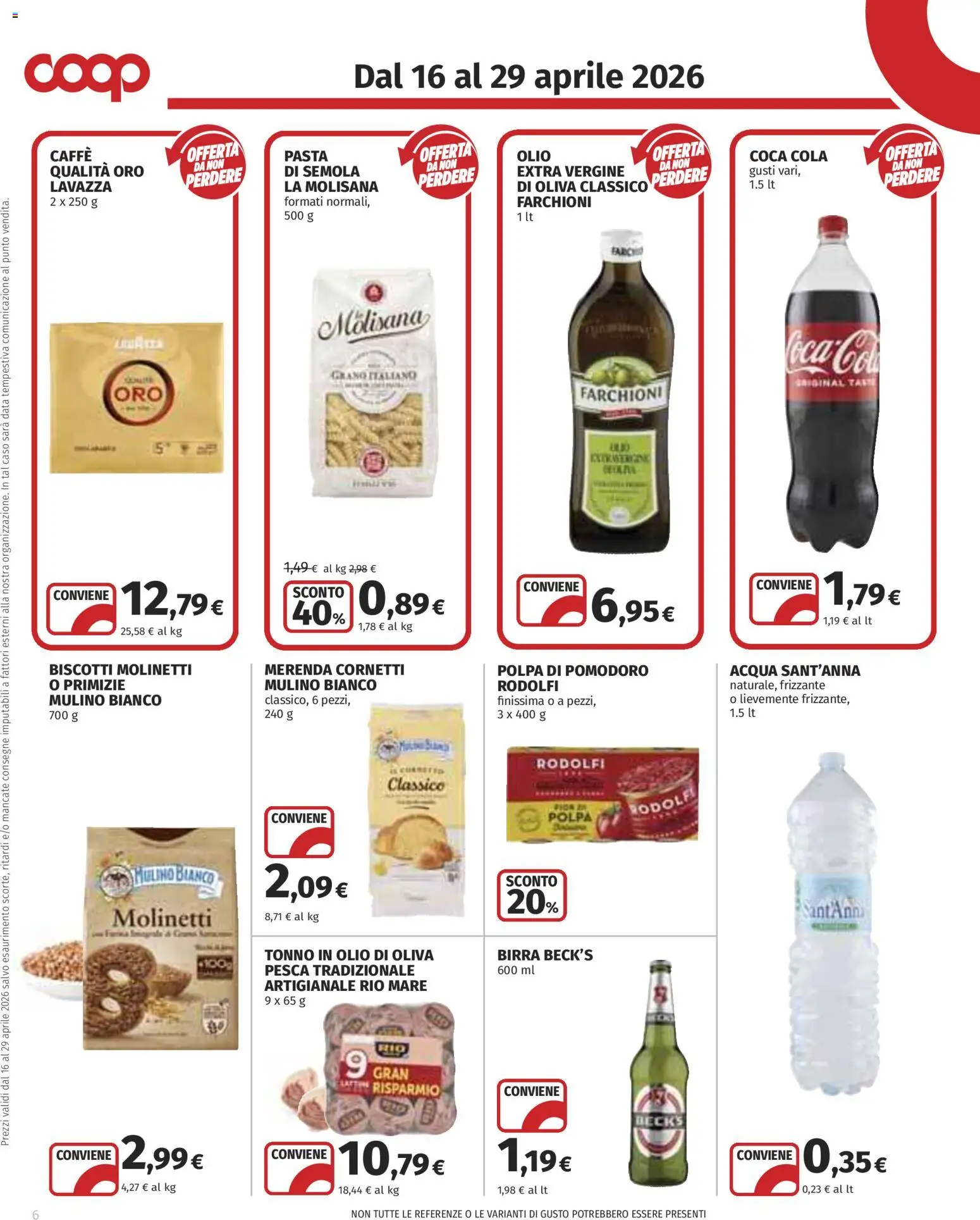 Volantino COOP del 16.04.2026 | Pagina: 6 | Prodotti: Caffè, Birra, Pomodoro, Data