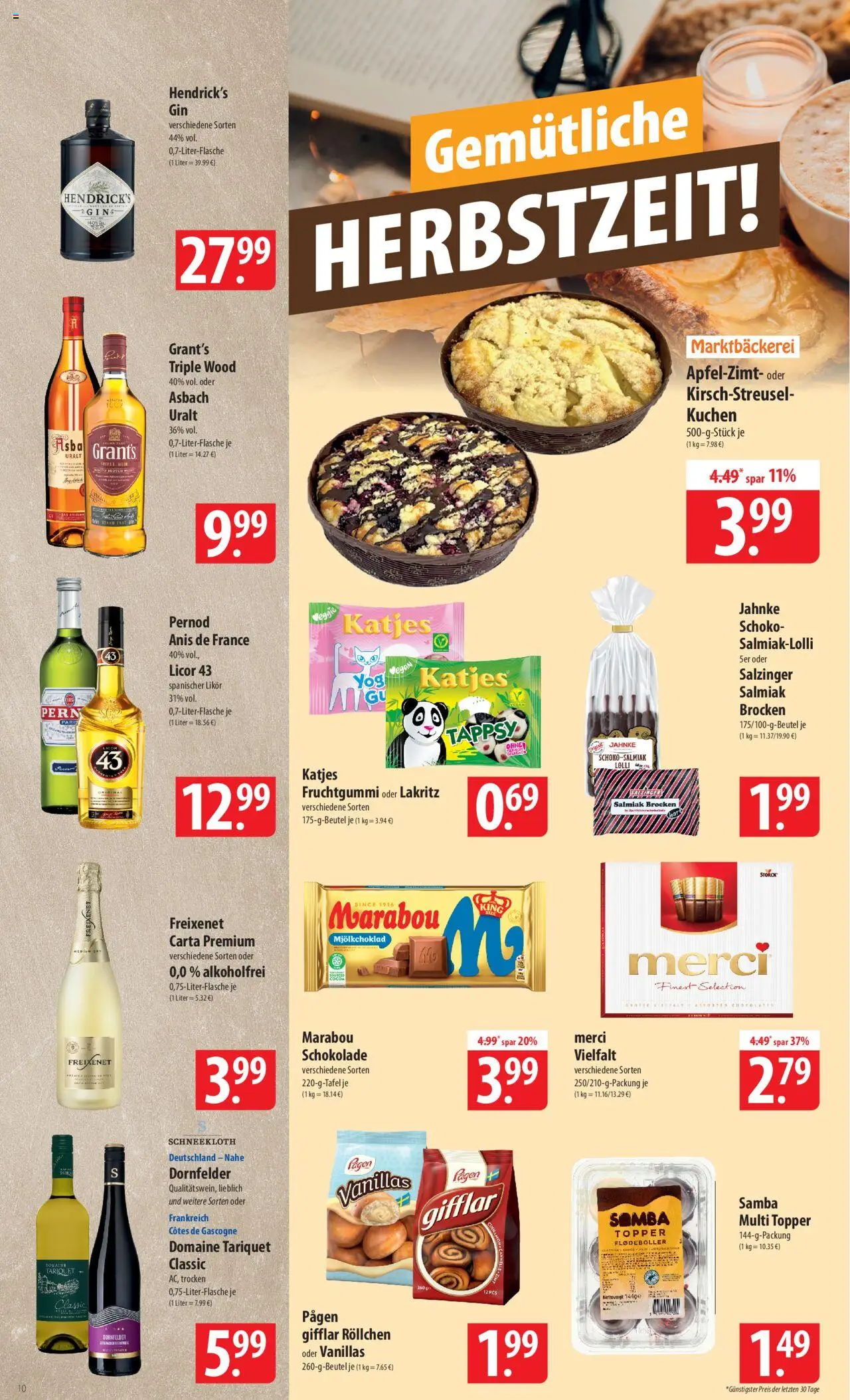 Famila Prospekt 	 – gültig ab 29.09.2025 | Seite: 10 | Produkte: Merci, Likör, Kuchen, Asbach