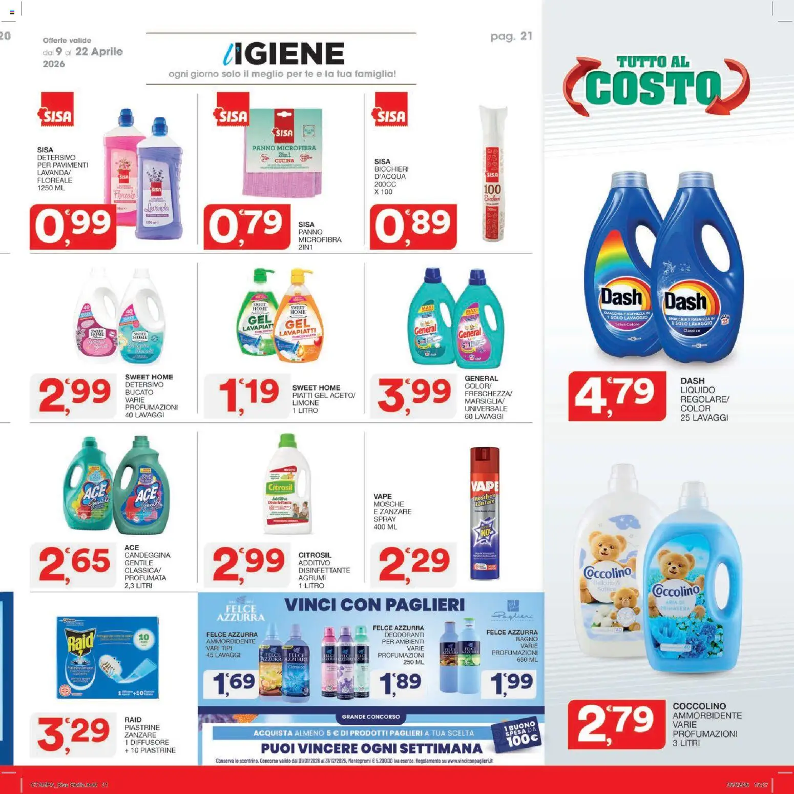 Volantino SISA del 09.04.2026 | Pagina: 21 | Prodotti: Ammorbidente, Limone, Agrumi, Bagno
