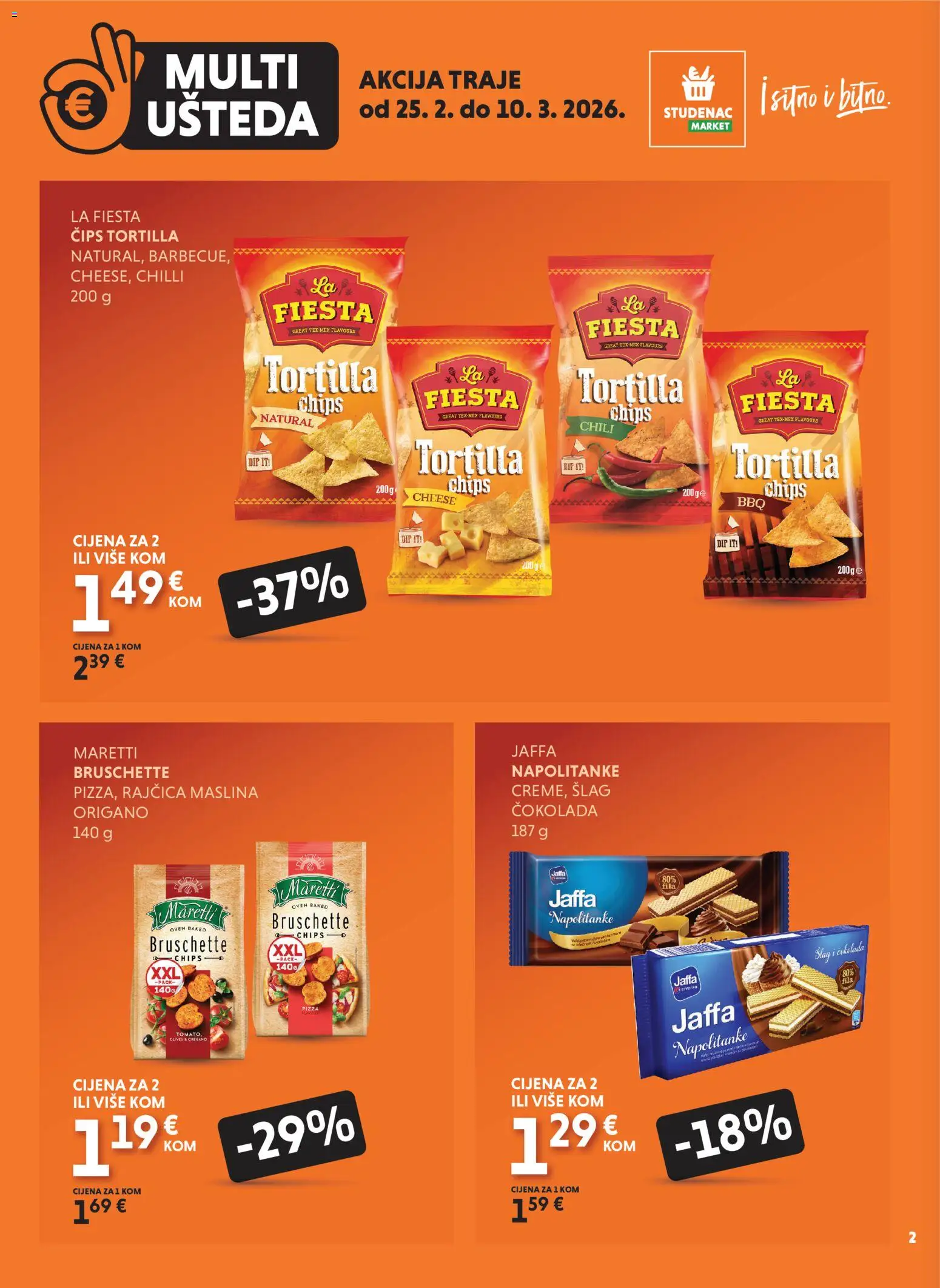 Studenac katalog | vrijedi od 25.02.2026 | Stranica: 2 | Proizvodi: Čokolada, Pizza, Rajčica, Šlag