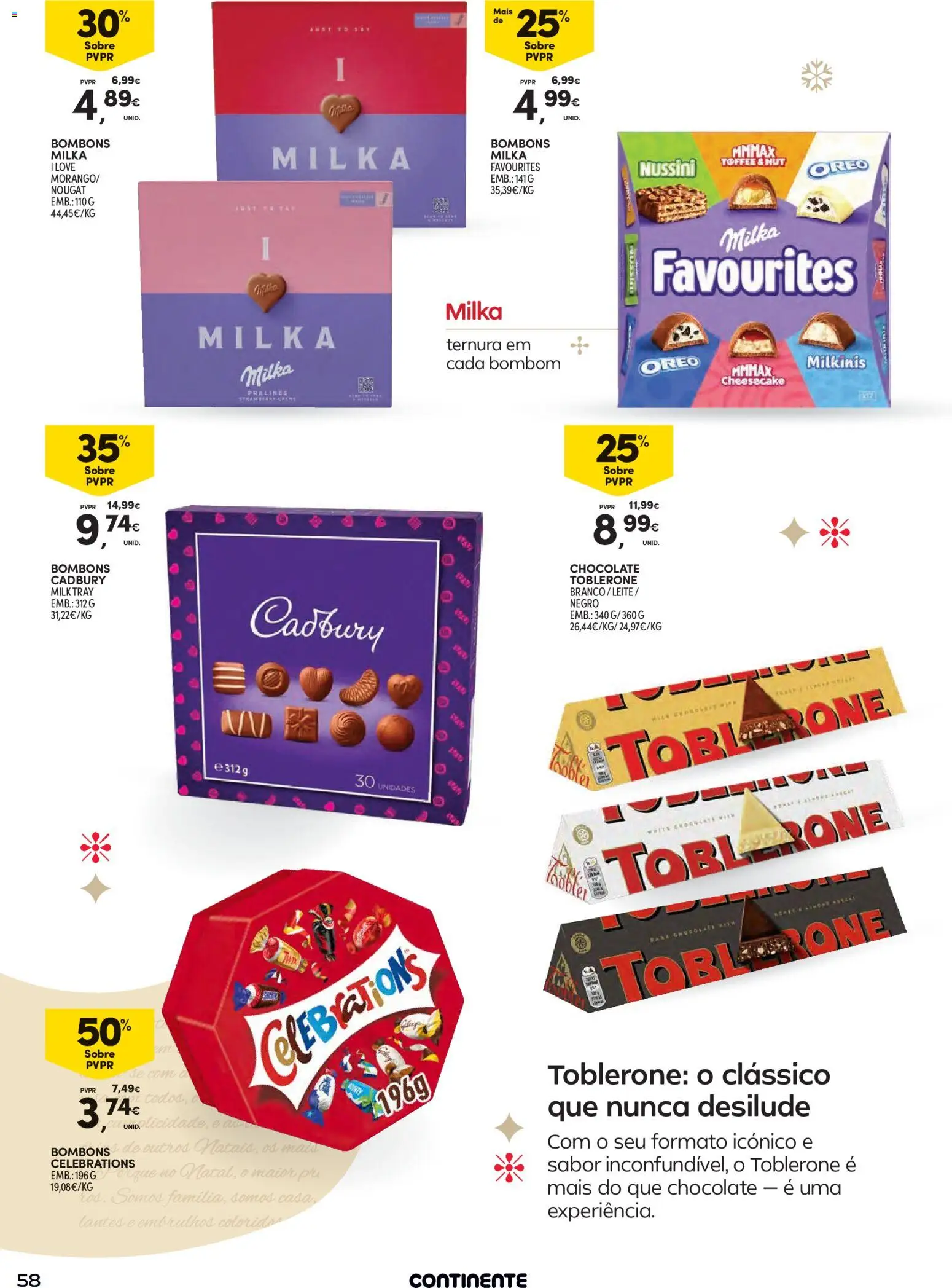 Continente - Natal │ válido de 11.11.2025 | Página: 58 | Produtos: Bombom, Chocolates, Leite, Chocolate