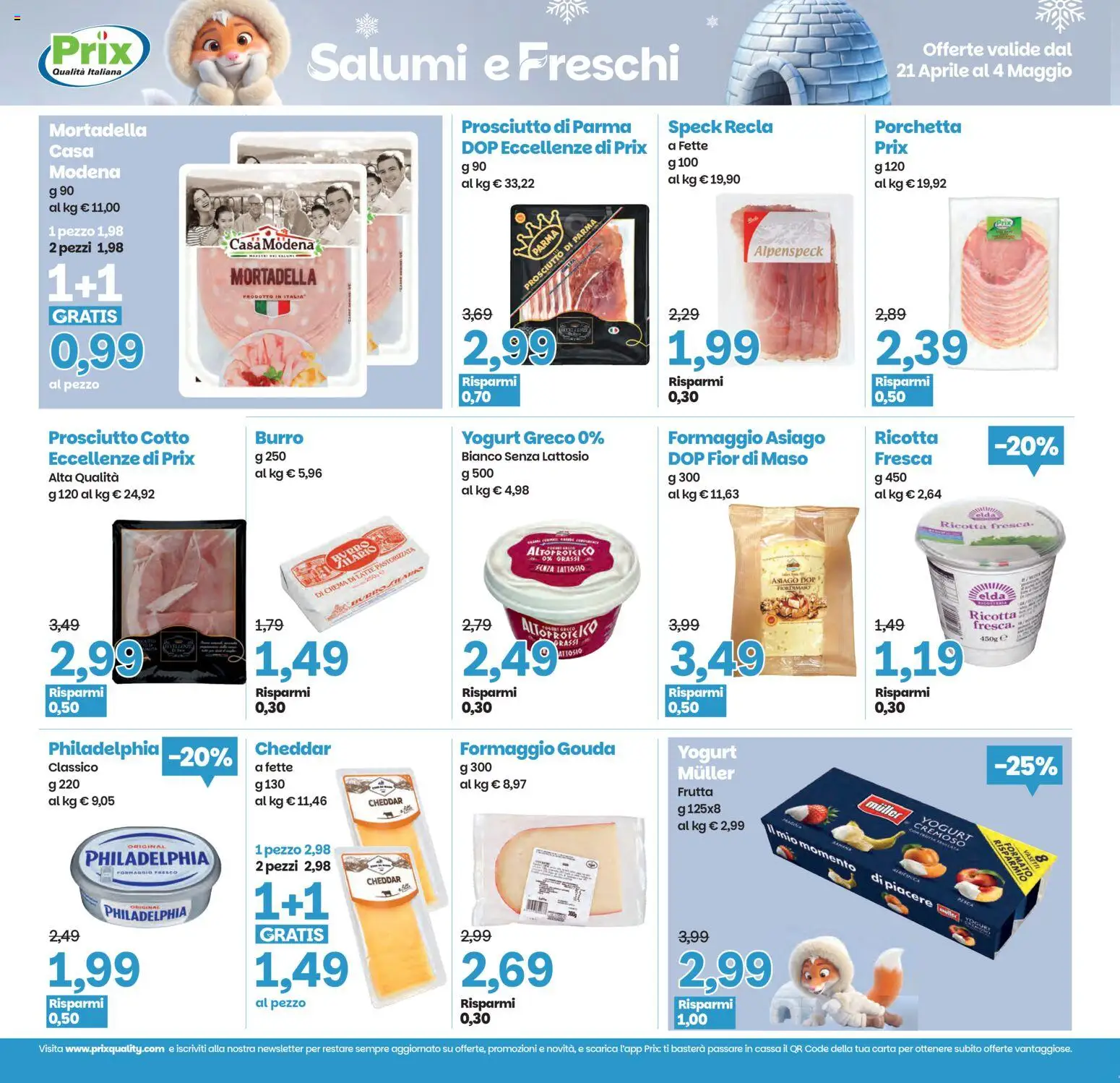 Volantino Prix del 21.04.2026 | Pagina: 17 | Prodotti: Prosciutto di Parma, Prosciutto Cotto, Formaggio, Burro