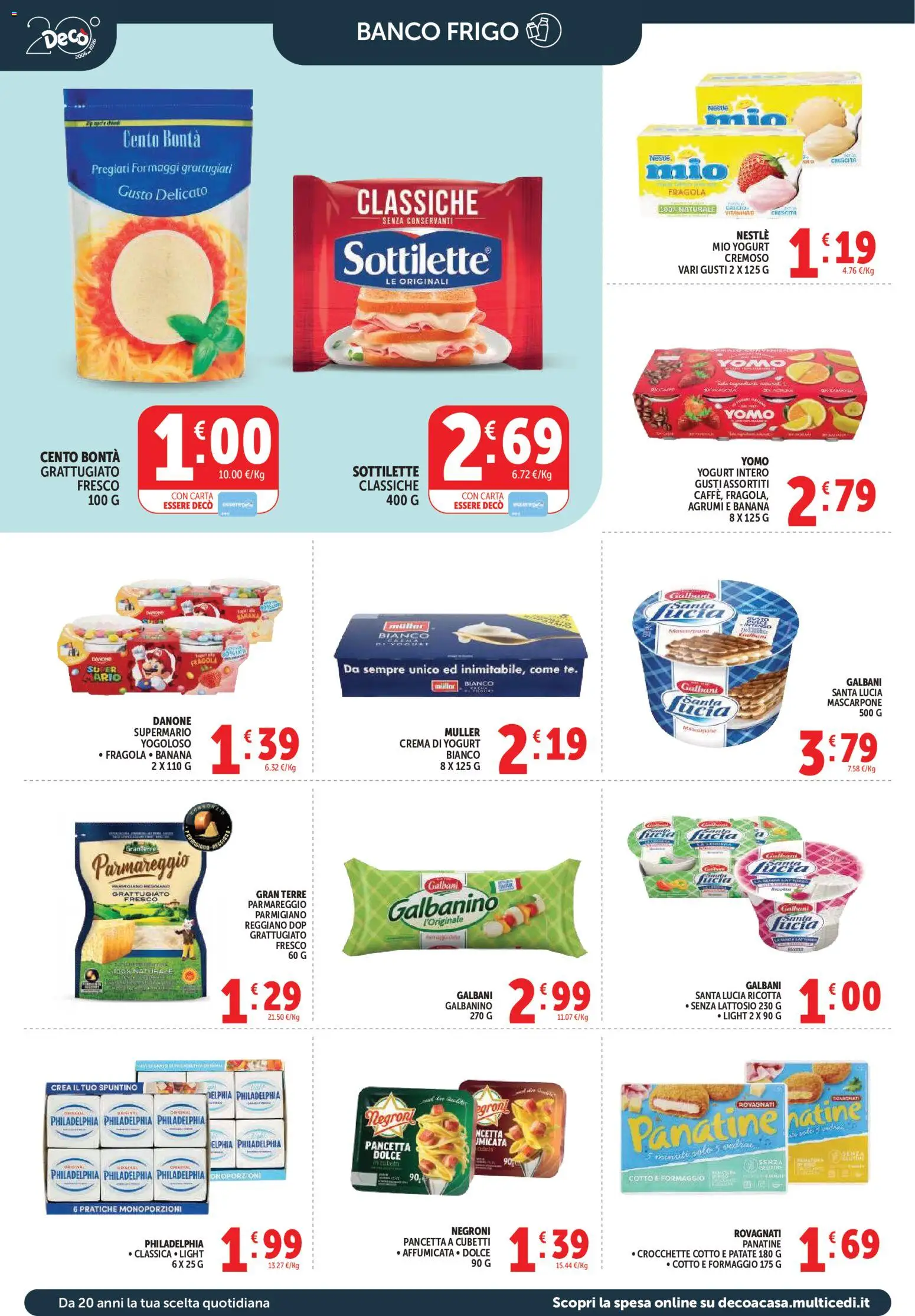 Volantino Decò del 27.03.2026 | Pagina: 16 | Prodotti: Yogurt, Formaggio, Ricotta, Parmigiano reggiano