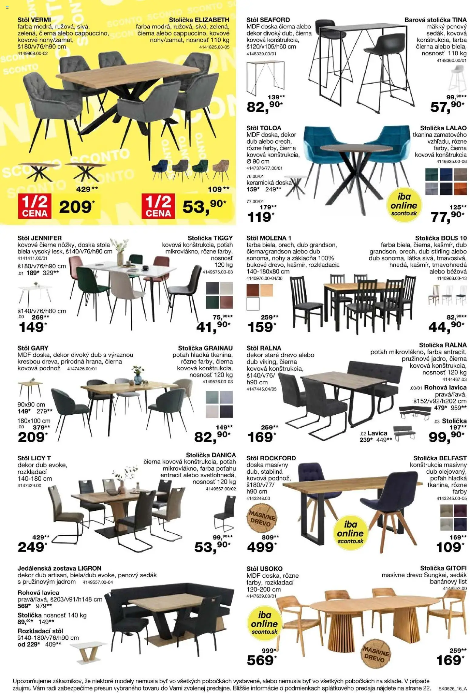 Nové Sconto nábytok akcie – leták je platný od 25.03.2026 | Strana: 16 | Produkty: Barová stolička, Rozkladací stôl, Stôl, Jedálenská zostava