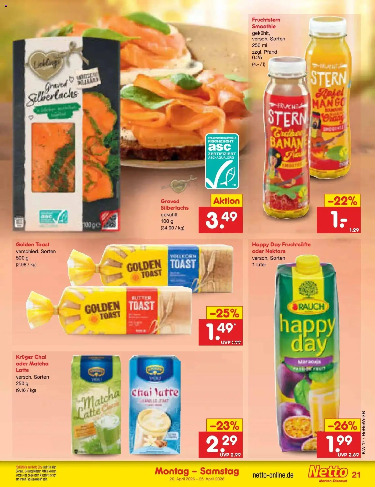 Netto Marken-Discount Prospekt Hannover	 – gültig ab 20.04.2026 | Seite: 23 | Produkte: Butter, Toast, Äpfel, Mango