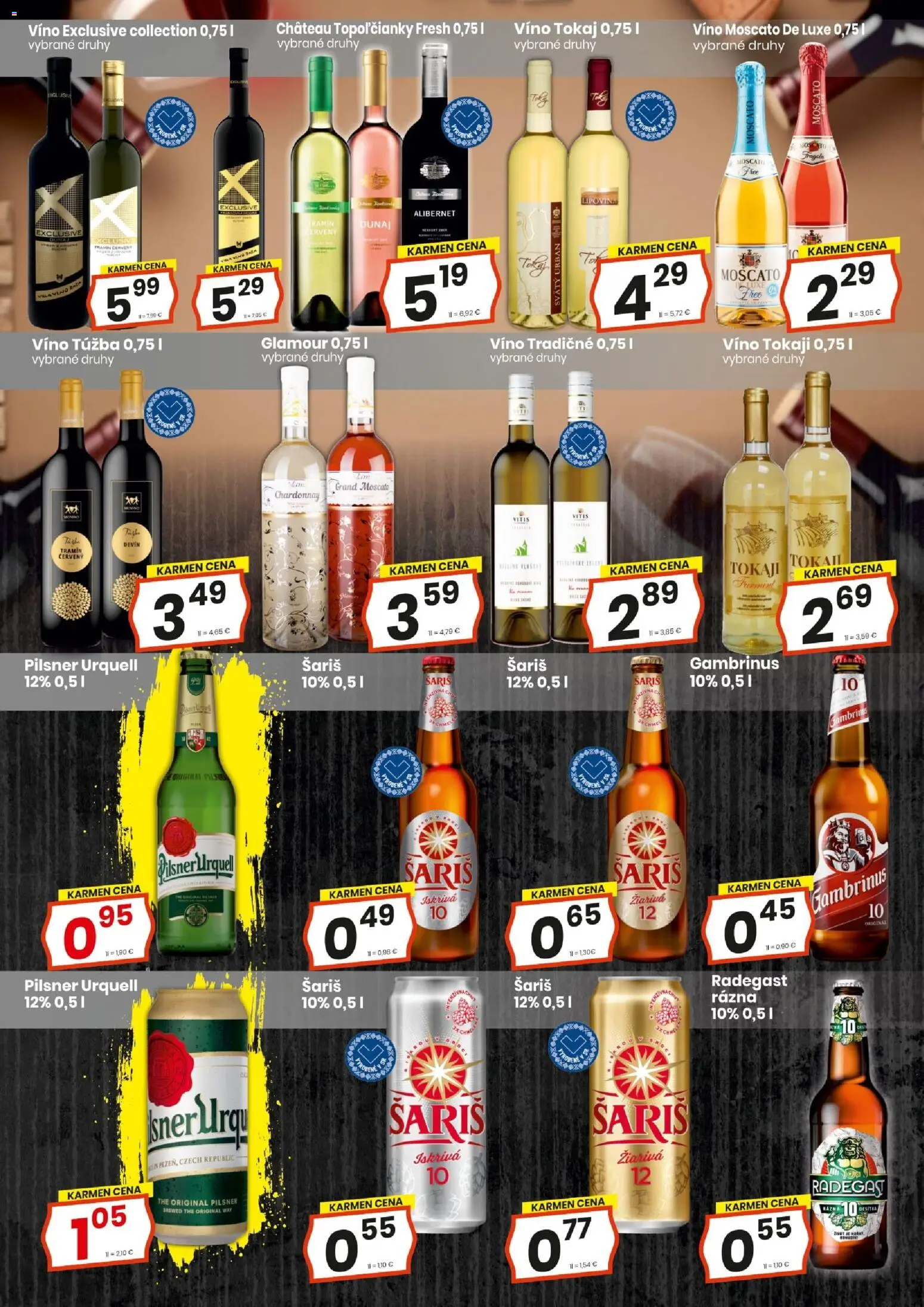 Nové KARMEN CBA akcie – leták je platný od 01.12.2025 | Strana: 19 | Produkty: Pilsner Urquell, Víno, Radegast, Gambrinus