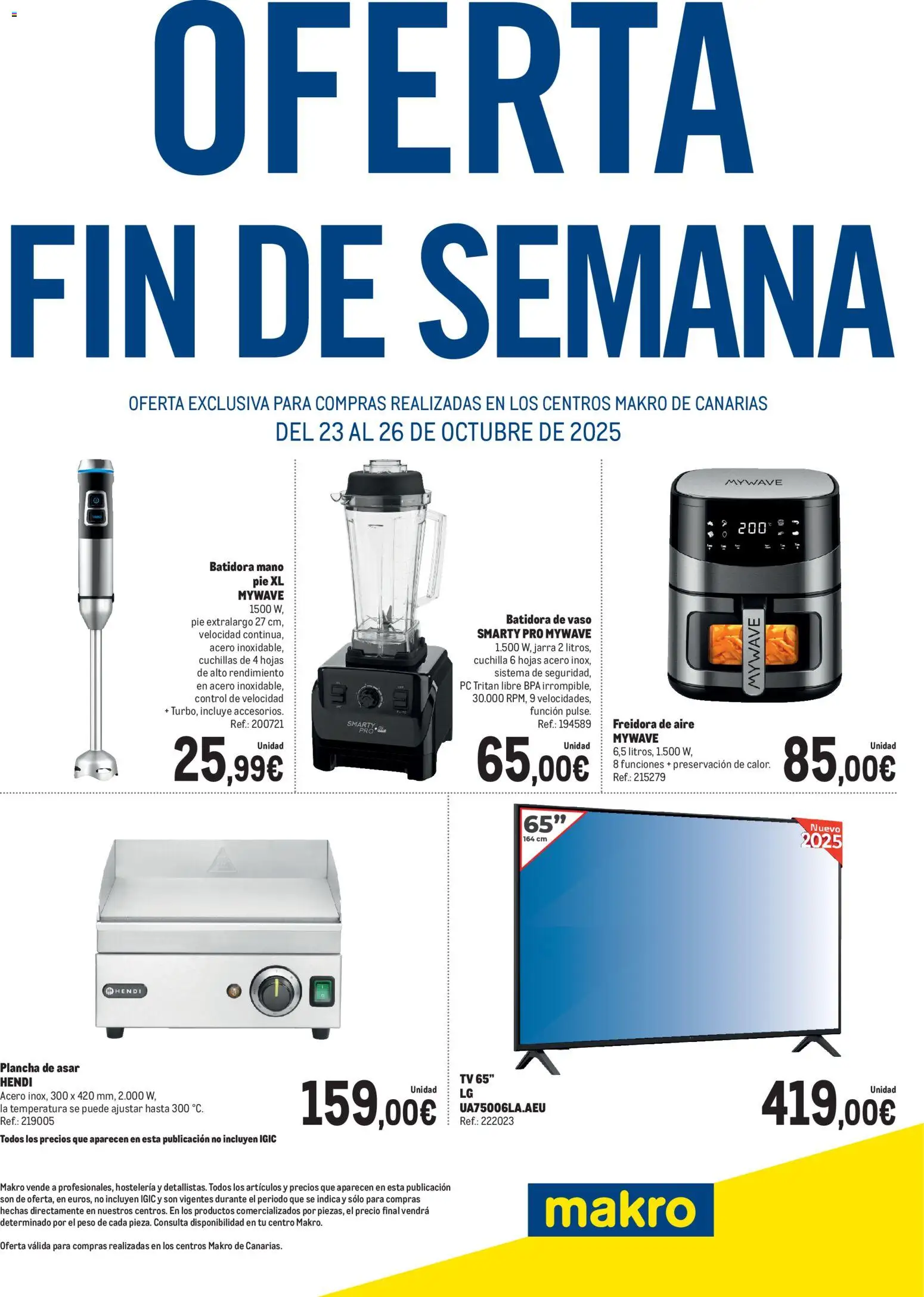 Makro - Oferta Fin de semana Canarias │ válido desde el 23.10.2025 | Página: 1 | Productos: PC, Plancha de asar, Batidora, Freidora