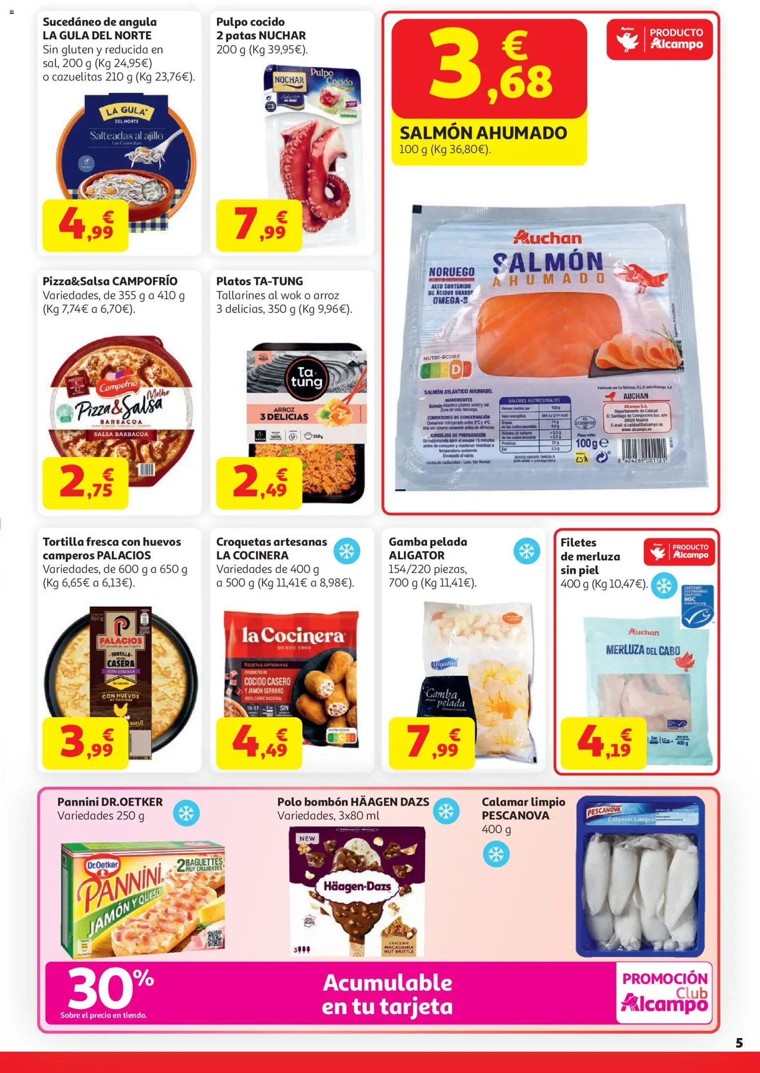 Alcampo HP Nacional │ válido desde el 21.04.2026 | Página: 5 | Productos: Jamón serrano, Κρεμάστρα, Huevos, Salmón ahumado