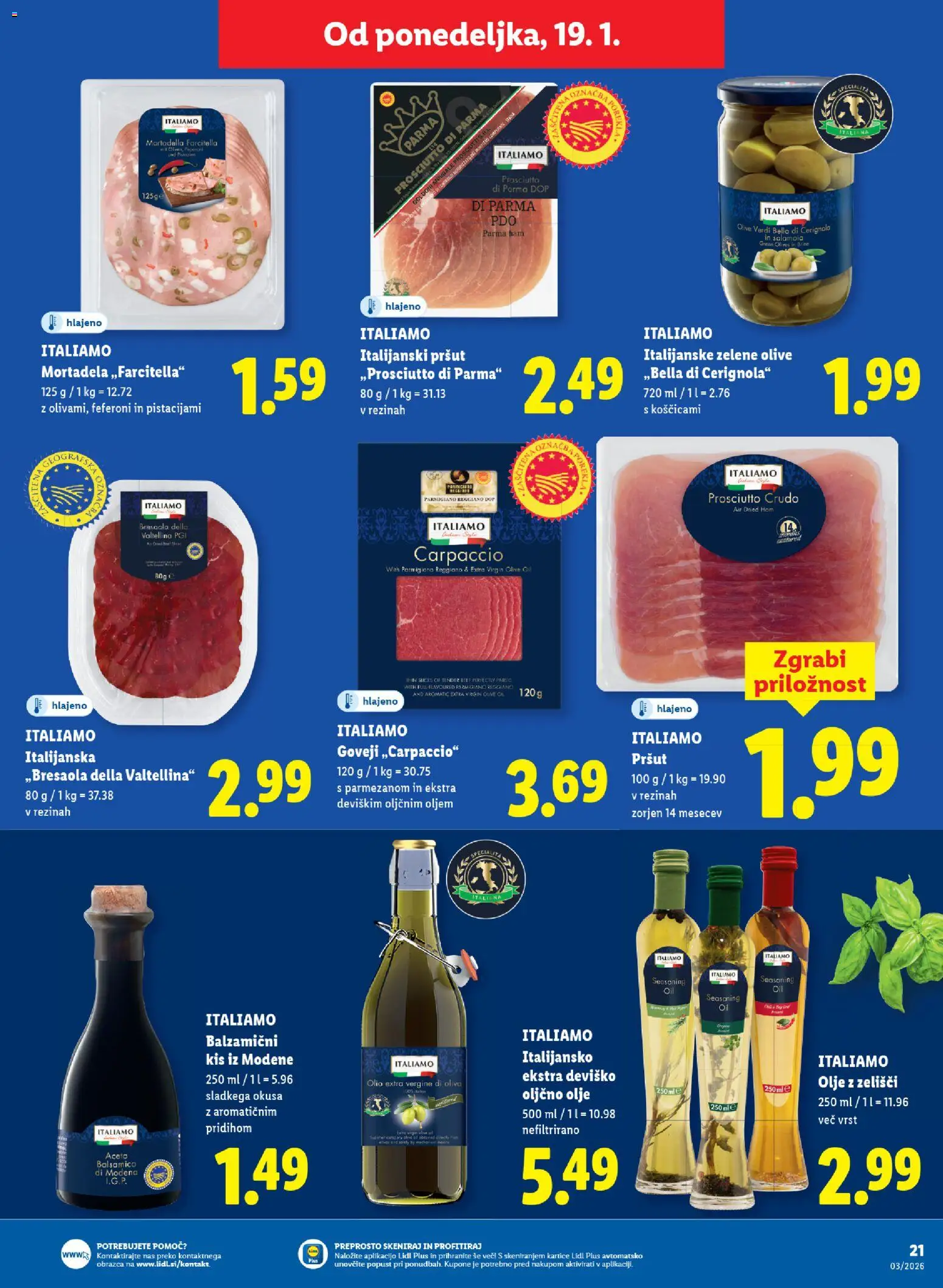 Novi Lidl katalog ponudbe – veljaven od 15.01.2026 | Stran: 31 | Izdelki: Pršut, Mortadela, Kis, Olje