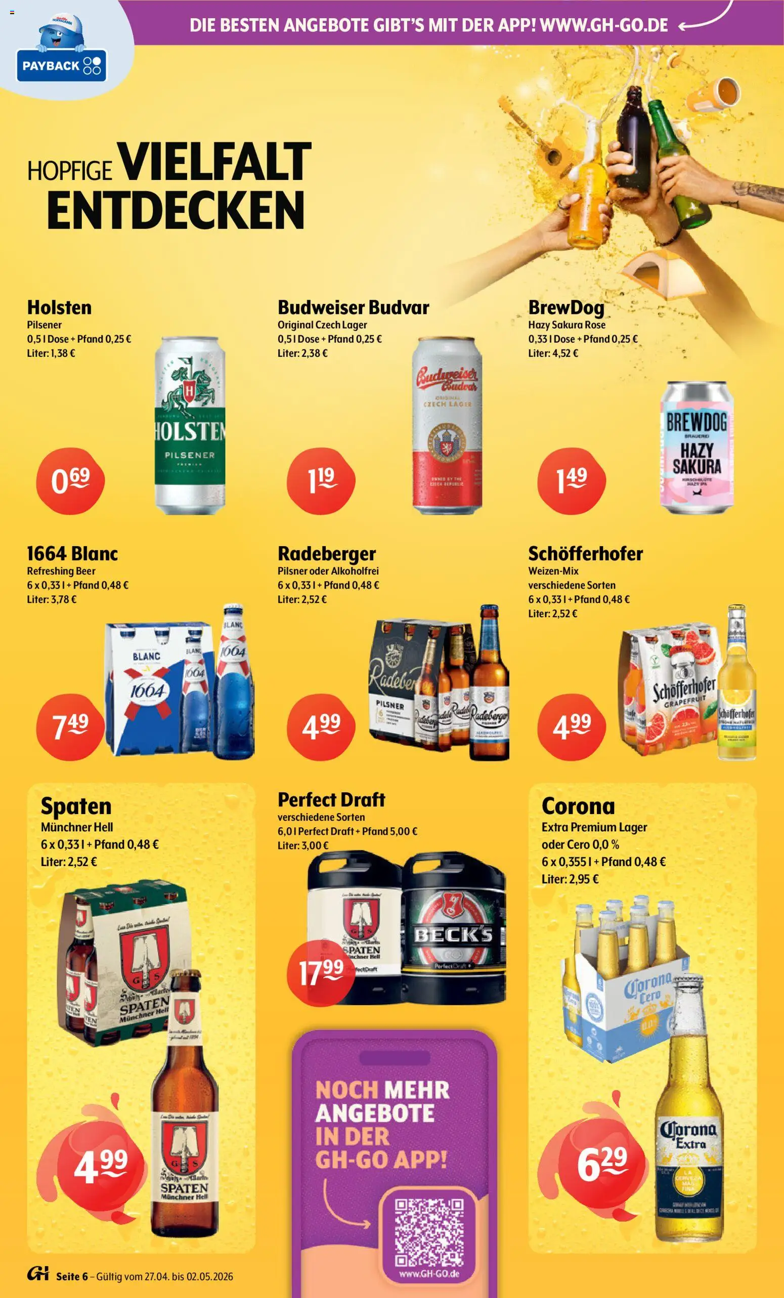 Getränke Hoffmann - Nordrhein - Westfalen – gültig ab 27.04.2026 | Seite: 6 | Produkte: Holsten, Grapefruit, Budweiser