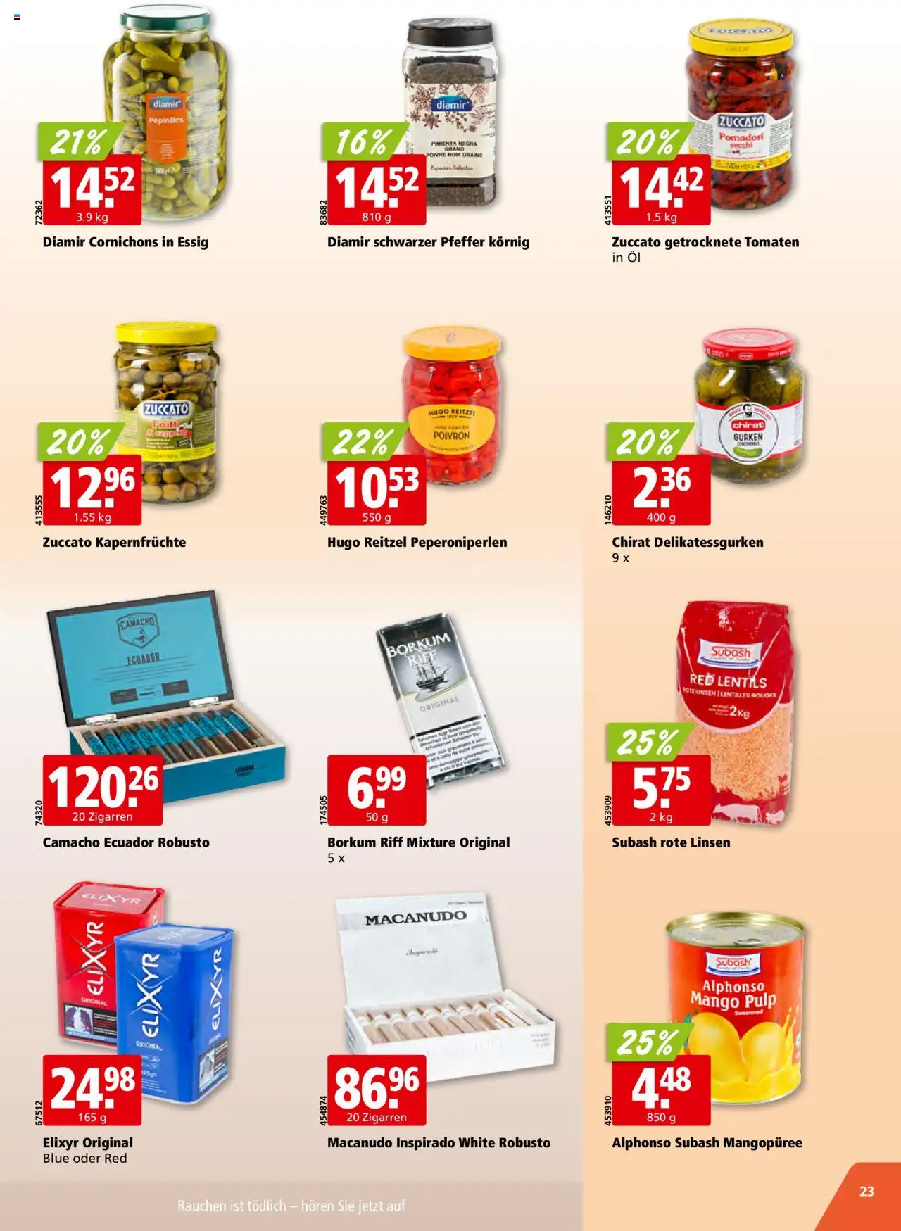 Aligro Aktionen Schlieren, Gossau SG, Frauenfeld, Rapperswil-Jona, Sargans, Bern, Brüttisellen, Pratteln, Emmen, Spreitenbach – gültig ab 20.10.2025 | Seite: 23 | Produkte: Essig, Öl, Mango, Pfeffer