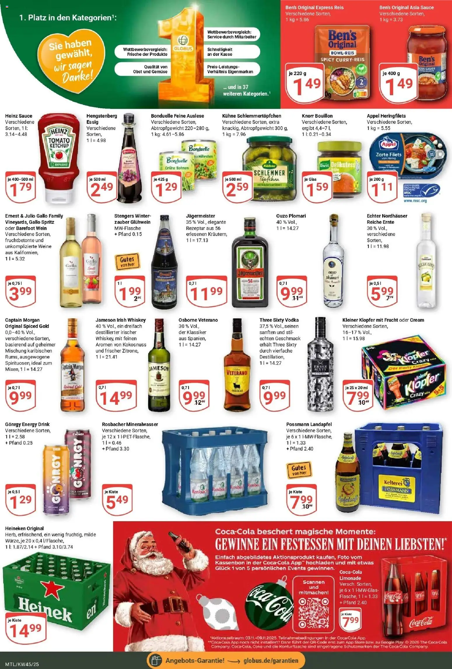 Globus prospekt Maintal-Dörnigheim	 – gültig ab 02.11.2025 | Seite: 4 | Produkte: Mineralwasser, Gemüse, Wein, Reis