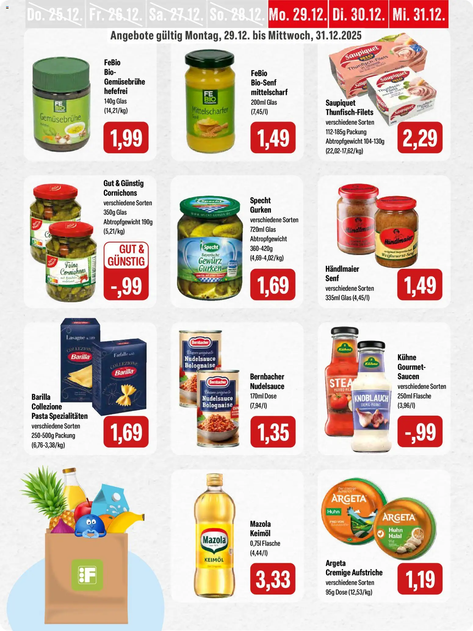 Feneberg Angebote – gültig ab 29.12.2025 | Seite: 16 | Produkte: Barilla, Thunfisch, Knoblauch, Pasta