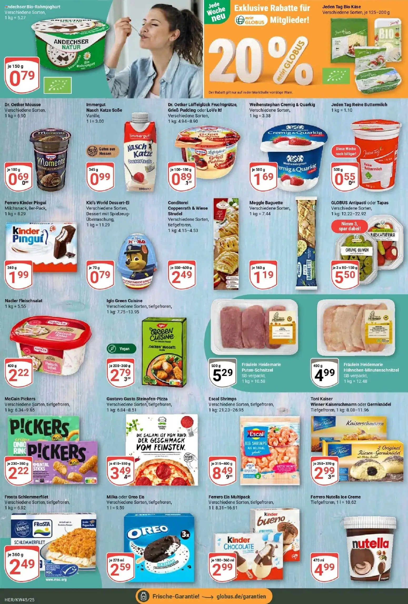 Globus prospekt Hermsdorf	 – gültig ab 02.11.2025 | Seite: 13 | Produkte: Iglo, Nutella, Salami, Eis
