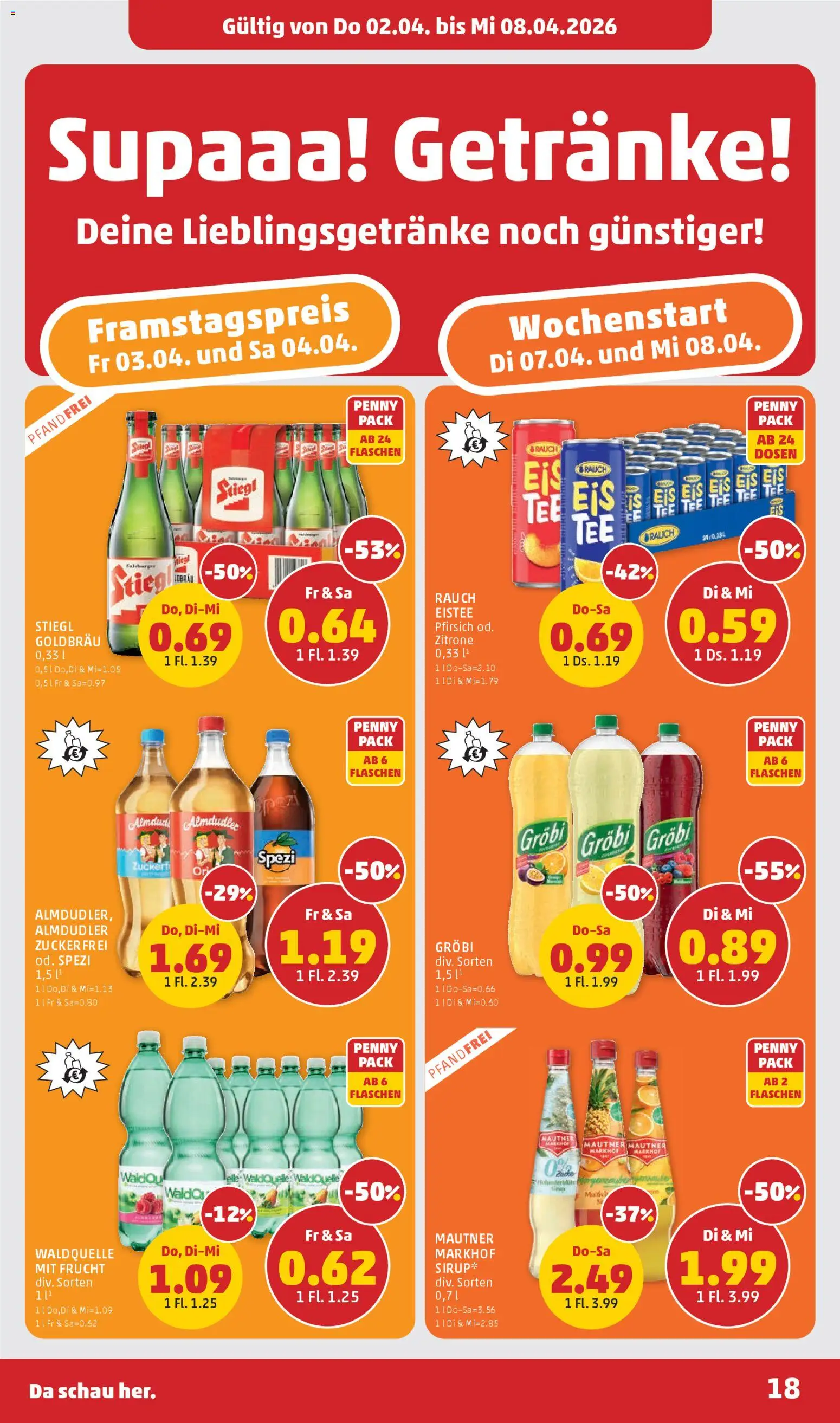 Penny Markt Flugblatt gültig ab 02.04.2026 | Seite: 18 | Produkte: Eis, Zitrone, Pfirsich, Tee