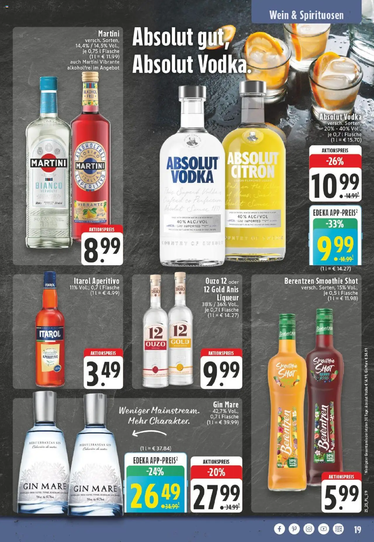 Edeka prospekt Titz	 - gültig ab dem 15.06.2025 | Seite: 19 | Produkte: Martini, Vodka, Gin, Berentzen