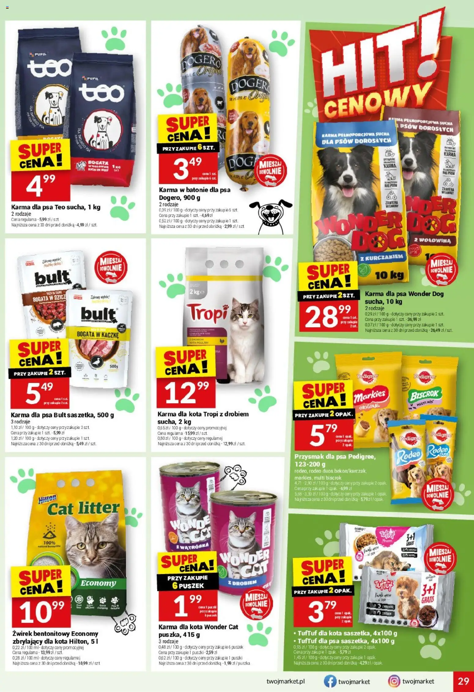 Twój Market Gazetka od 18.02.2026 | Strona: 29 | Produkty: Wątróbka, Karma dla kota, Karma dla psa, Wołowina