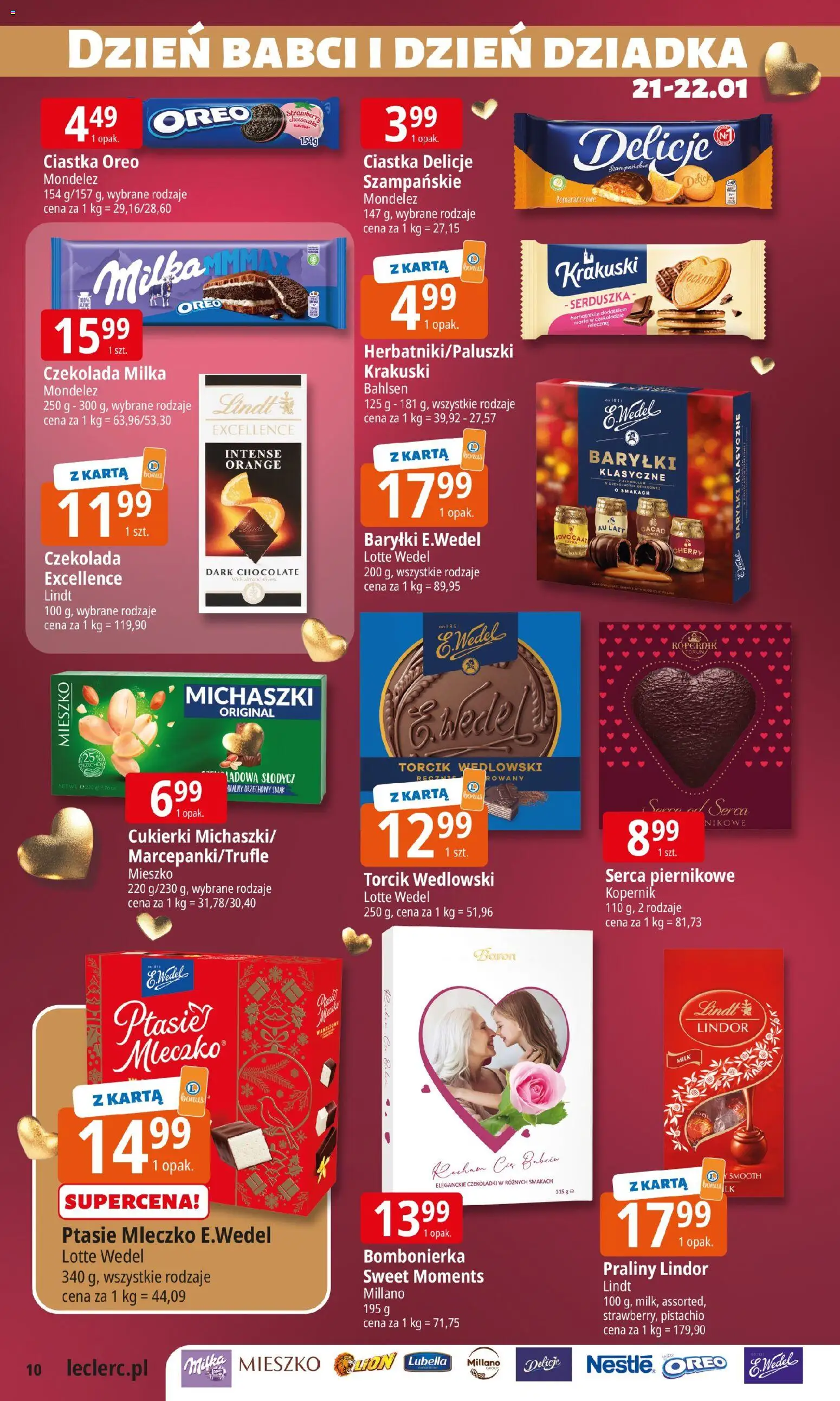 E.Leclerc Gazetka - Elbląg od 13.01.2026 | Strona: 10 | Produkty: Karta, Praliny, Ciastka Oreo, Ptasie mleczko
